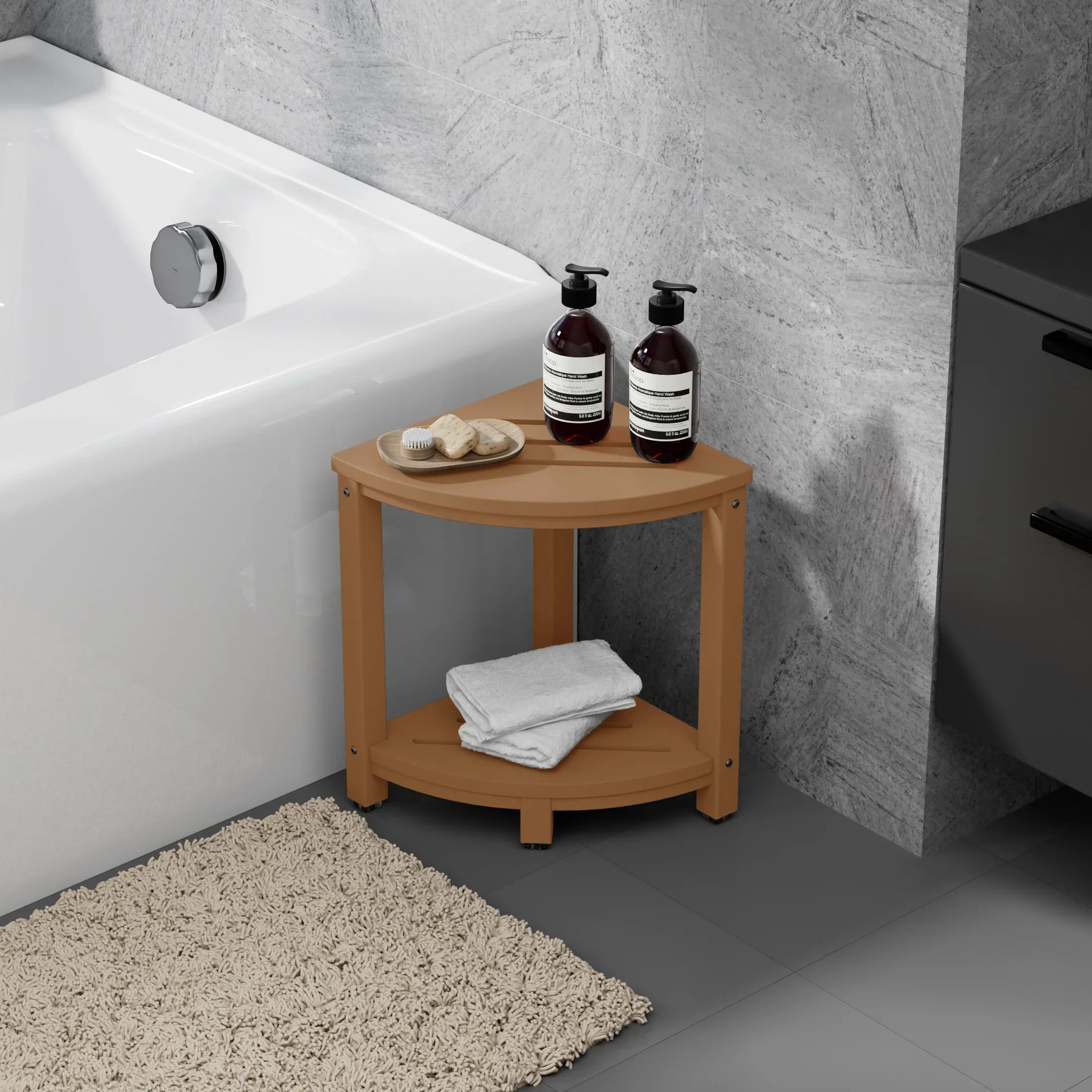 Ventura HDPE Plastic Waterproof Shower Corner Bench