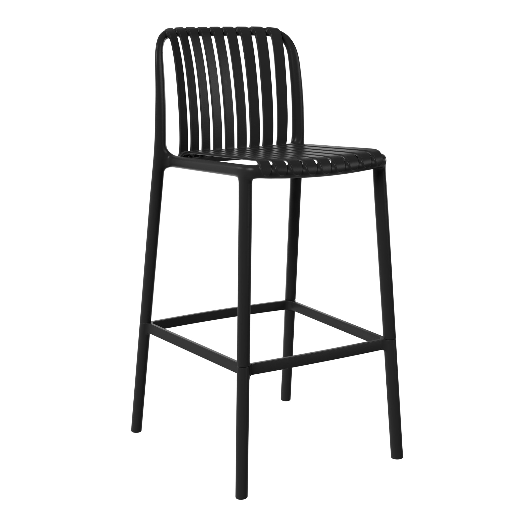 Sunshine 29.5" Outdoor Modern Polypropylene Plastic Patio Bar Height Stools (Set of 2)