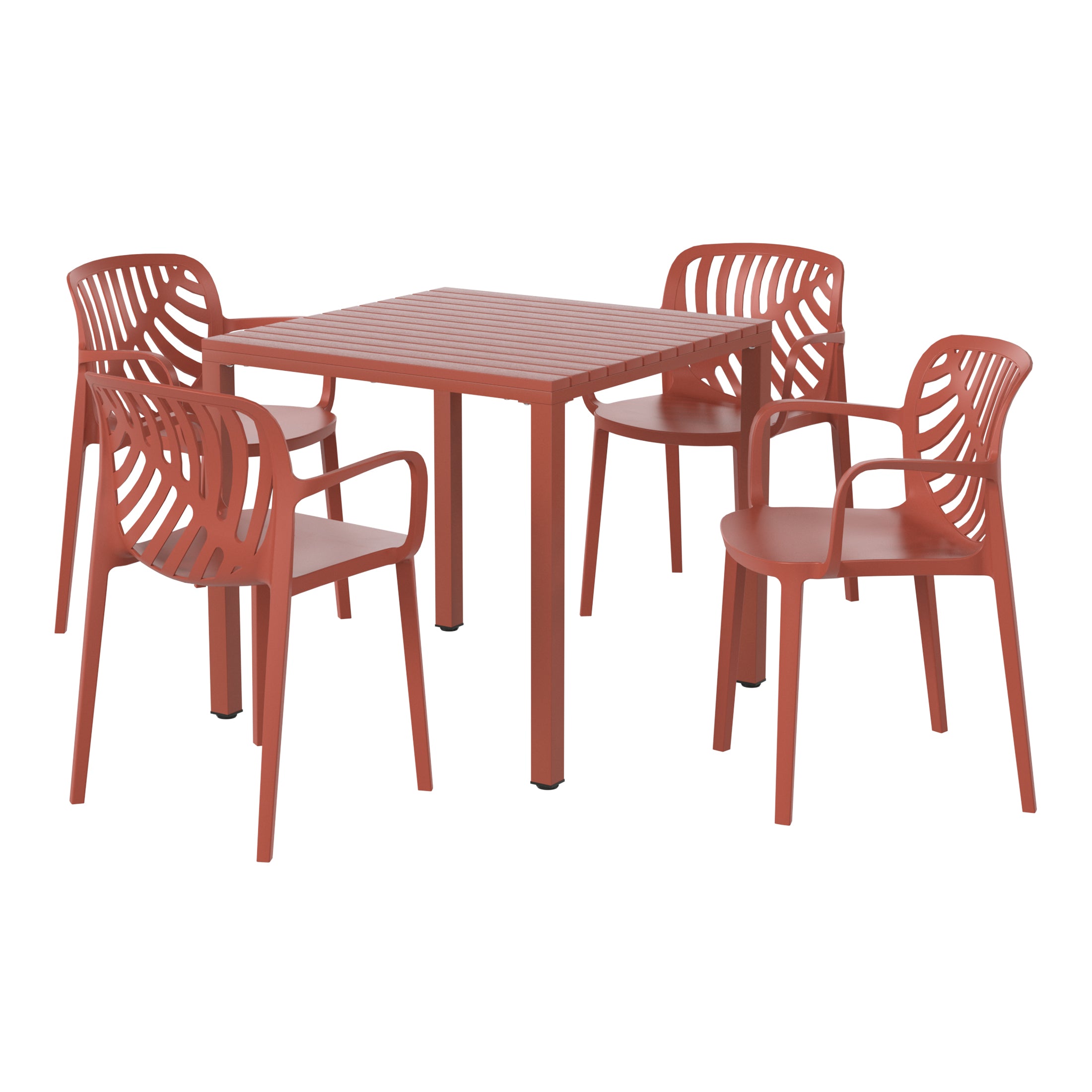 Sunshine 5-Piece Outdoor Square Dining Table Patio Set with Stackable Patio Dining Chairs