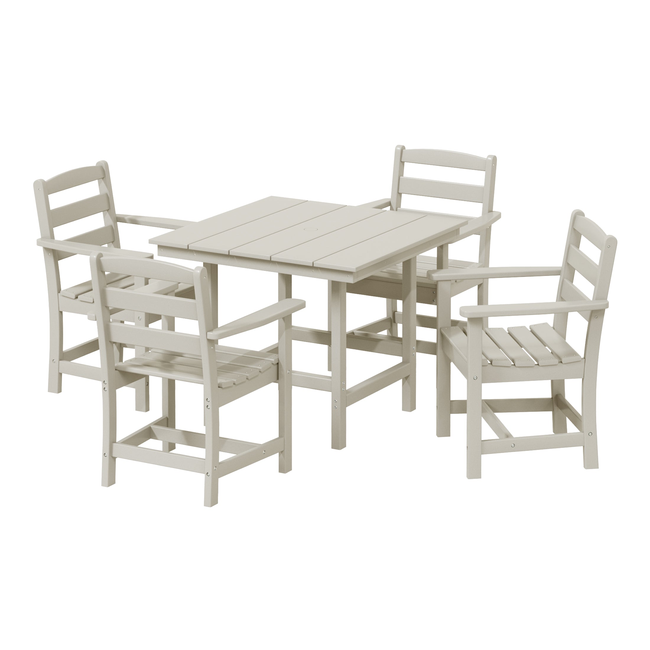 Palms 5-Piece HDPE Outdoor Square Patio Dining Table Set with Armchairs