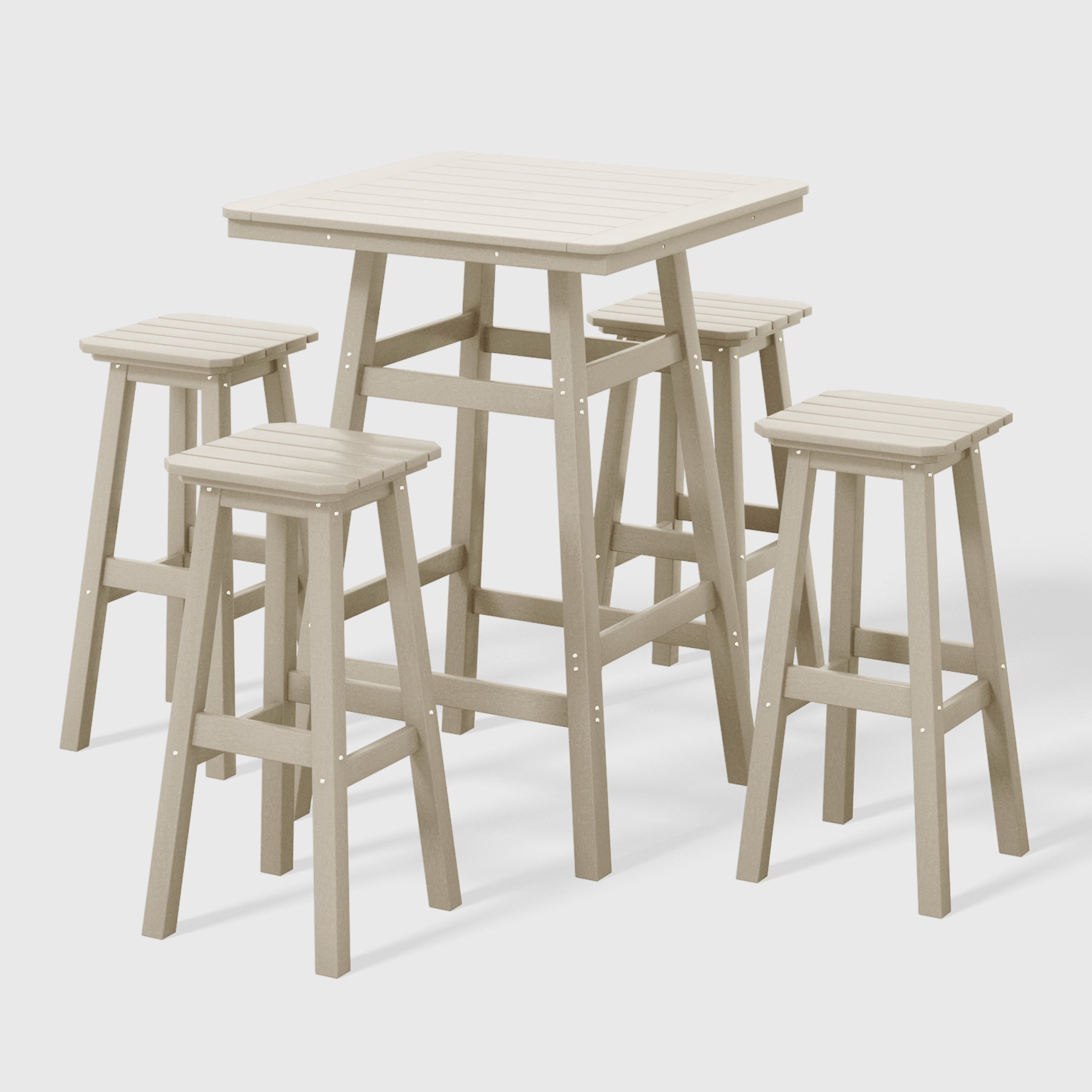 Paradise 5-Piece HDPE Outdoor Patio Dining Bar Bistro Table Set with Bar Stools