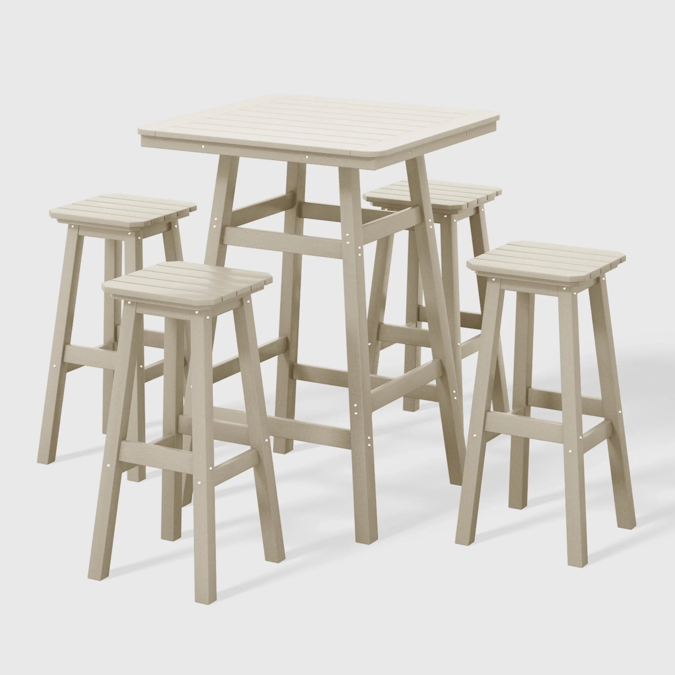 Paradise 5-Piece HDPE Outdoor Patio Dining Bar Bistro Table Set with Bar Stools