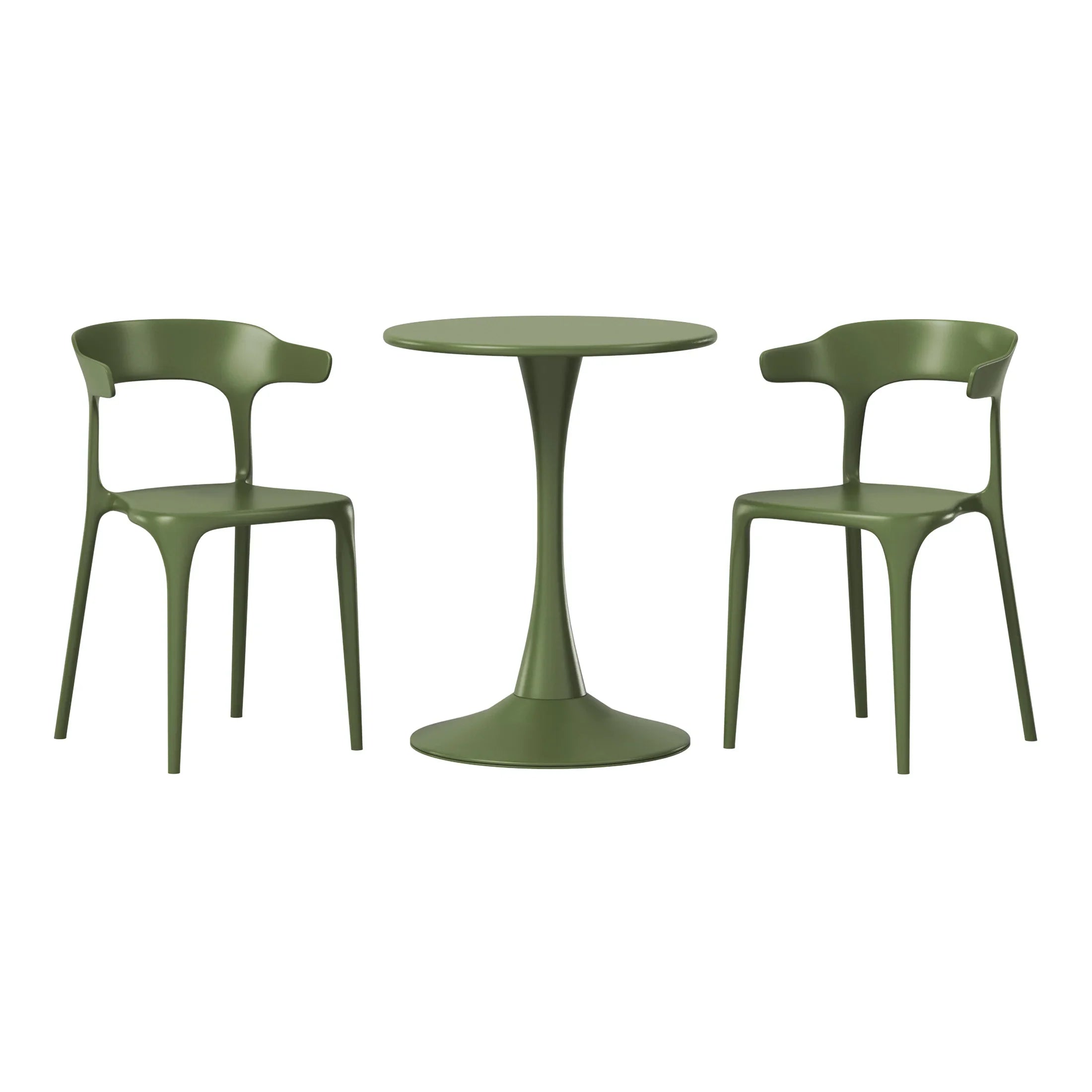 Sunshine 3-Piece Outdoor Metal Patio Dining Table Set With Stackable Modern Patio Side Chairs
