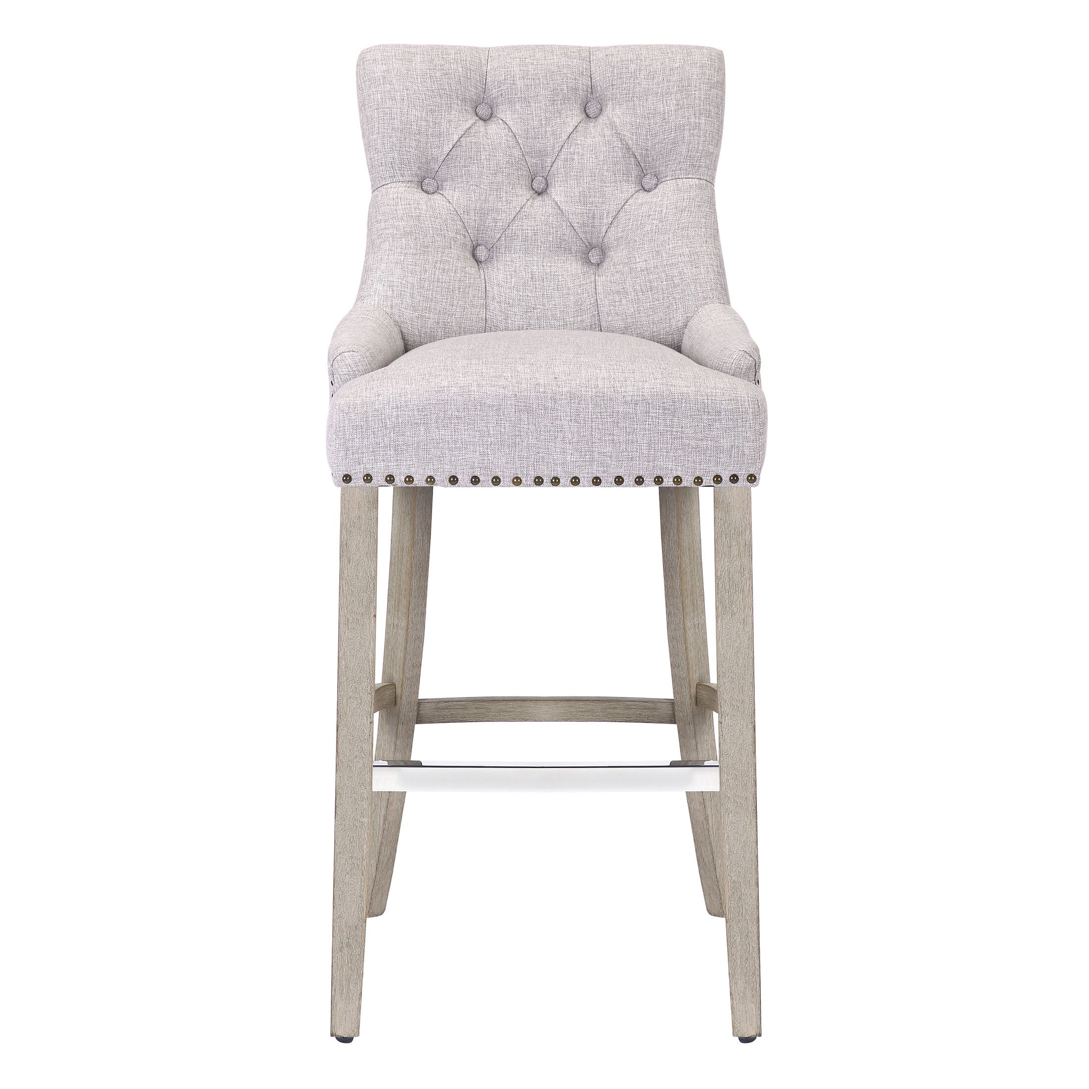 Bellmount 29" Upholstered Wood Bar Stool with Tufted Back