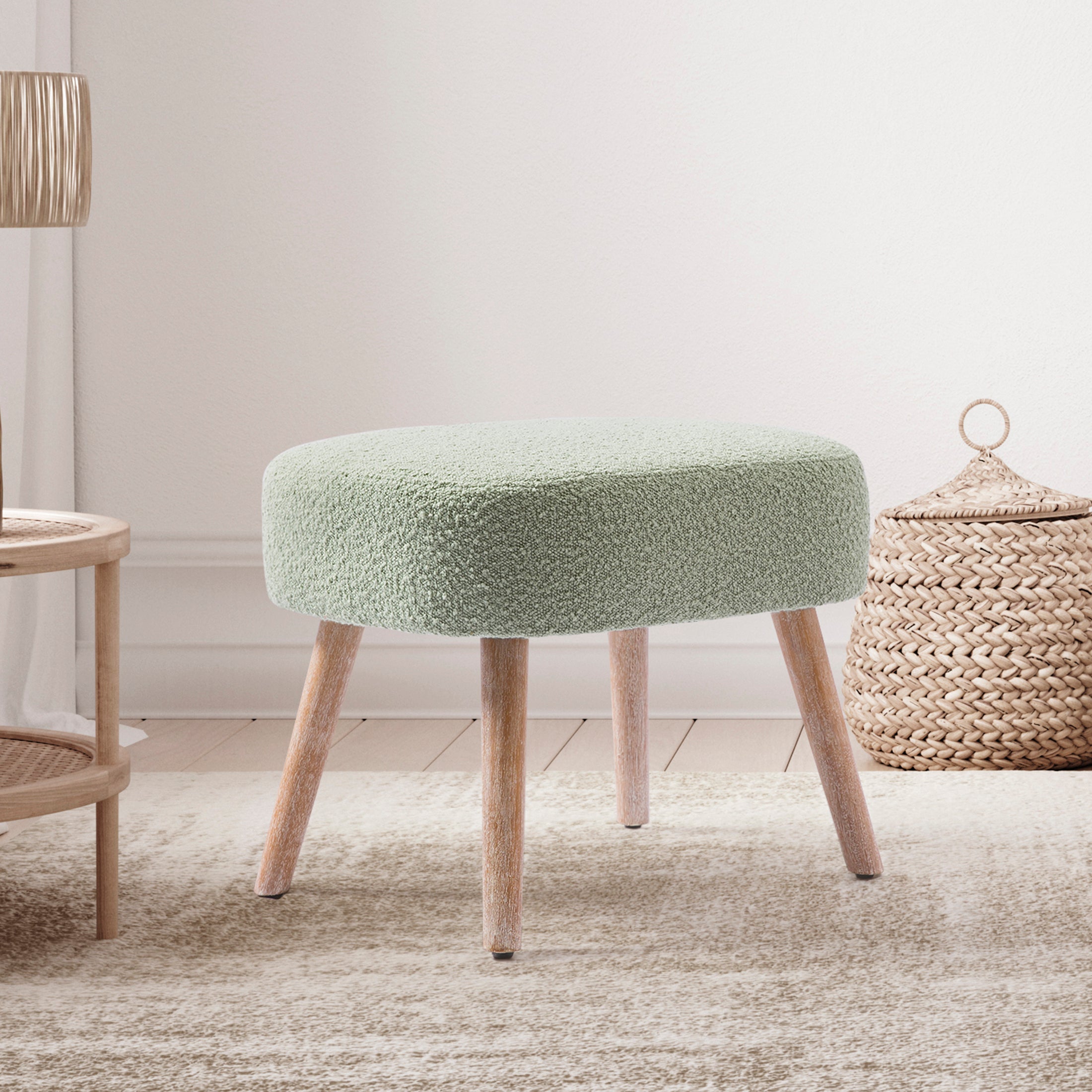 Amélie 21" Wide Square Upholstered Cushion Ottoman Foot Stool