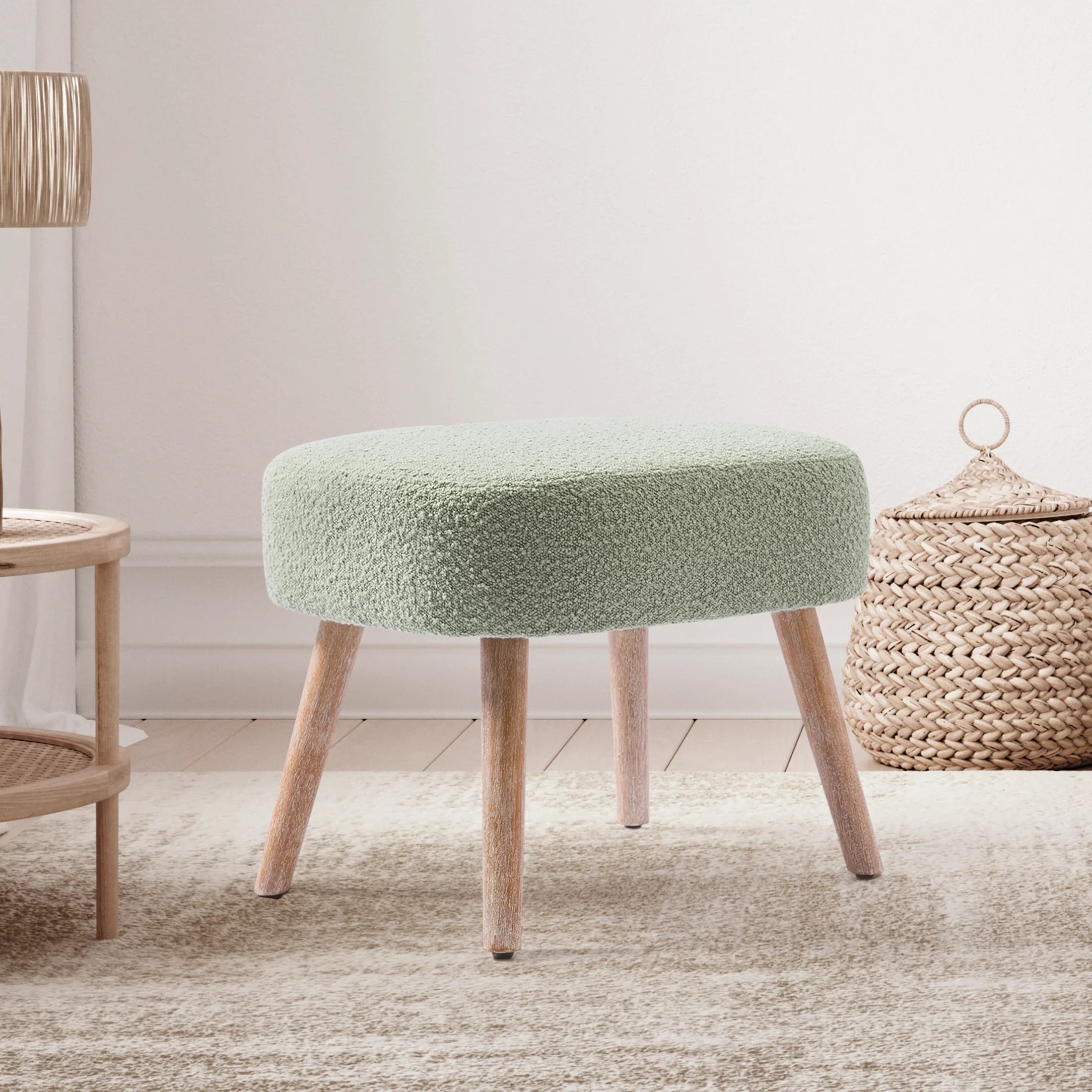 Amélie 21" Wide Square Upholstered Cushion Ottoman Foot Stool