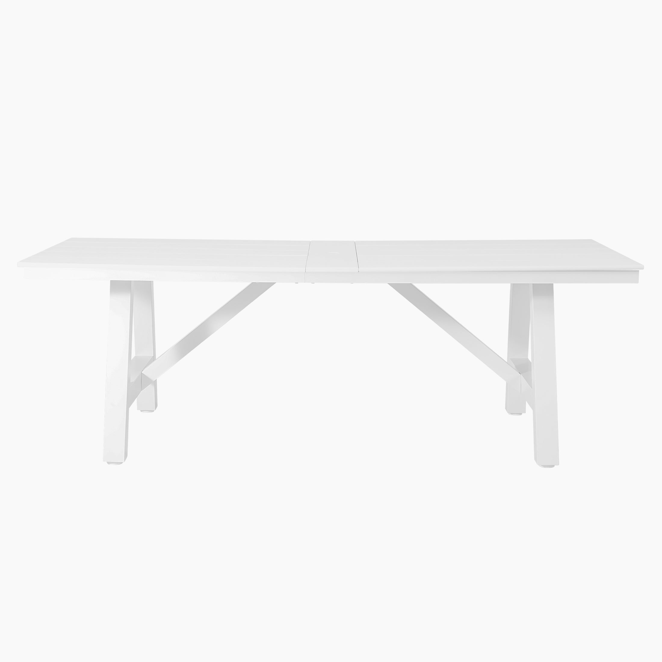 Stinson 90" HDPE Rectangle Outdoor Patio Dining Table With Umbrella Hole and Metal Frame