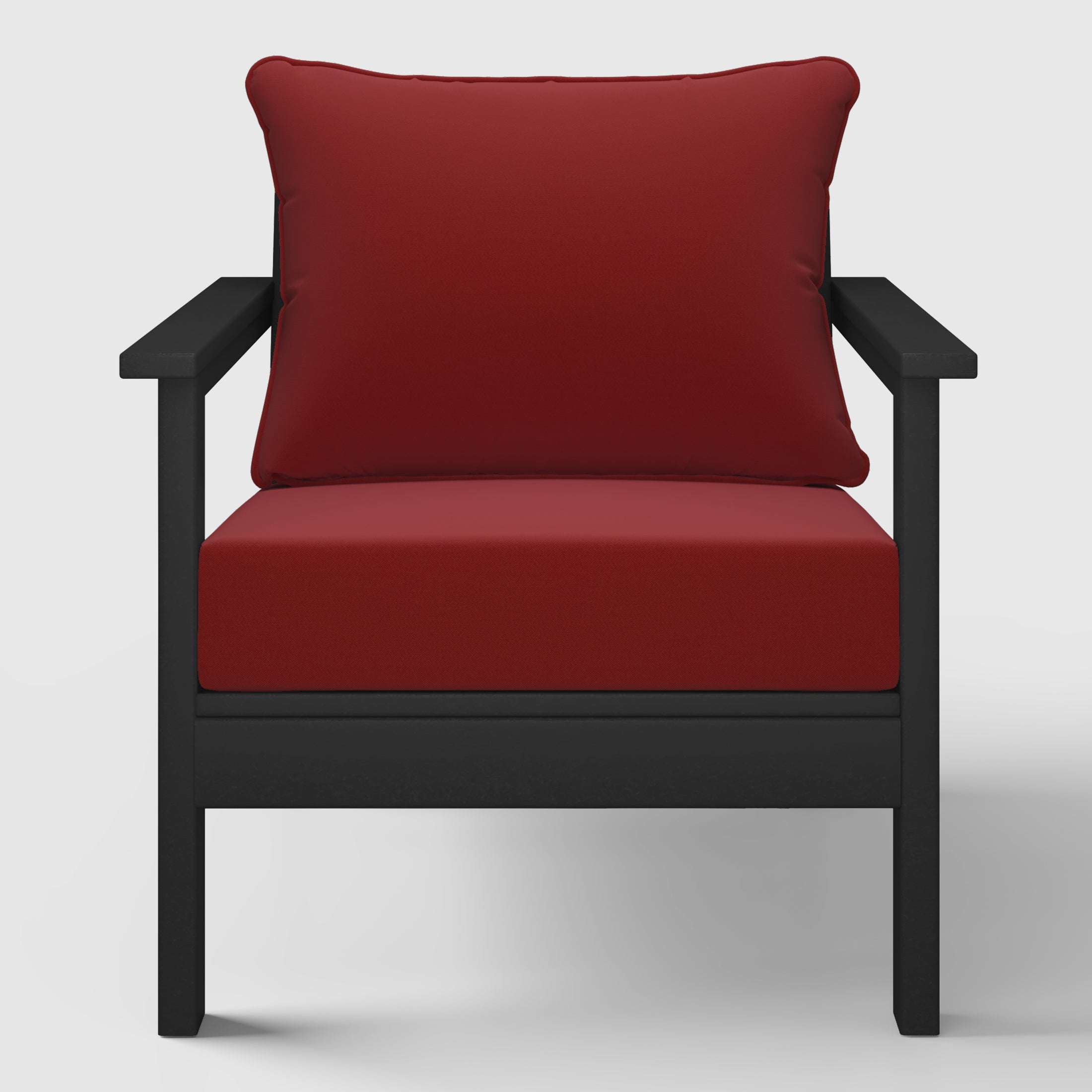 Portsmouth Outdoor Modern HDPE Patio Club Chair with Deep Seat Cushions