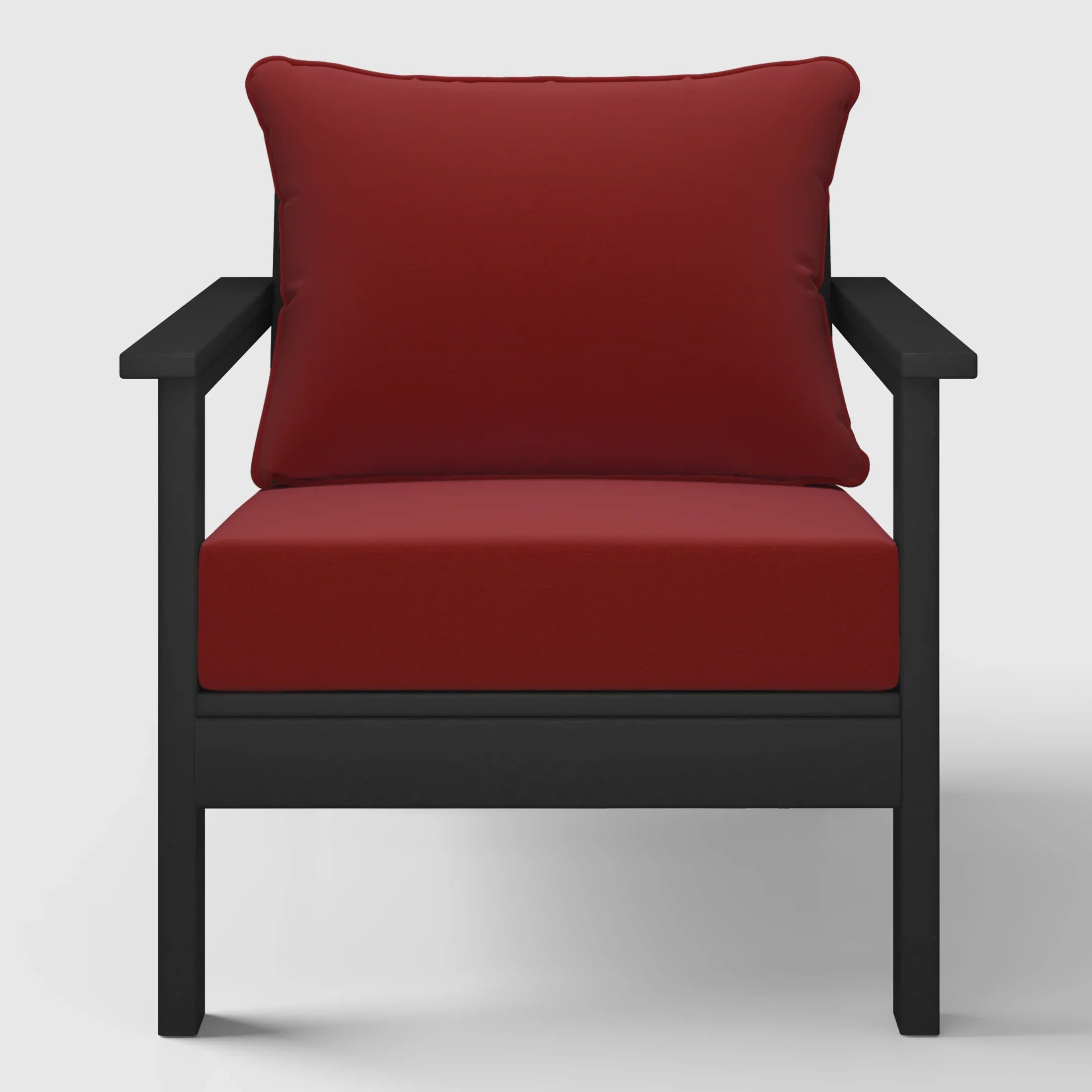 Portsmouth Outdoor Modern HDPE Patio Club Chair with Deep Seat Cushions
