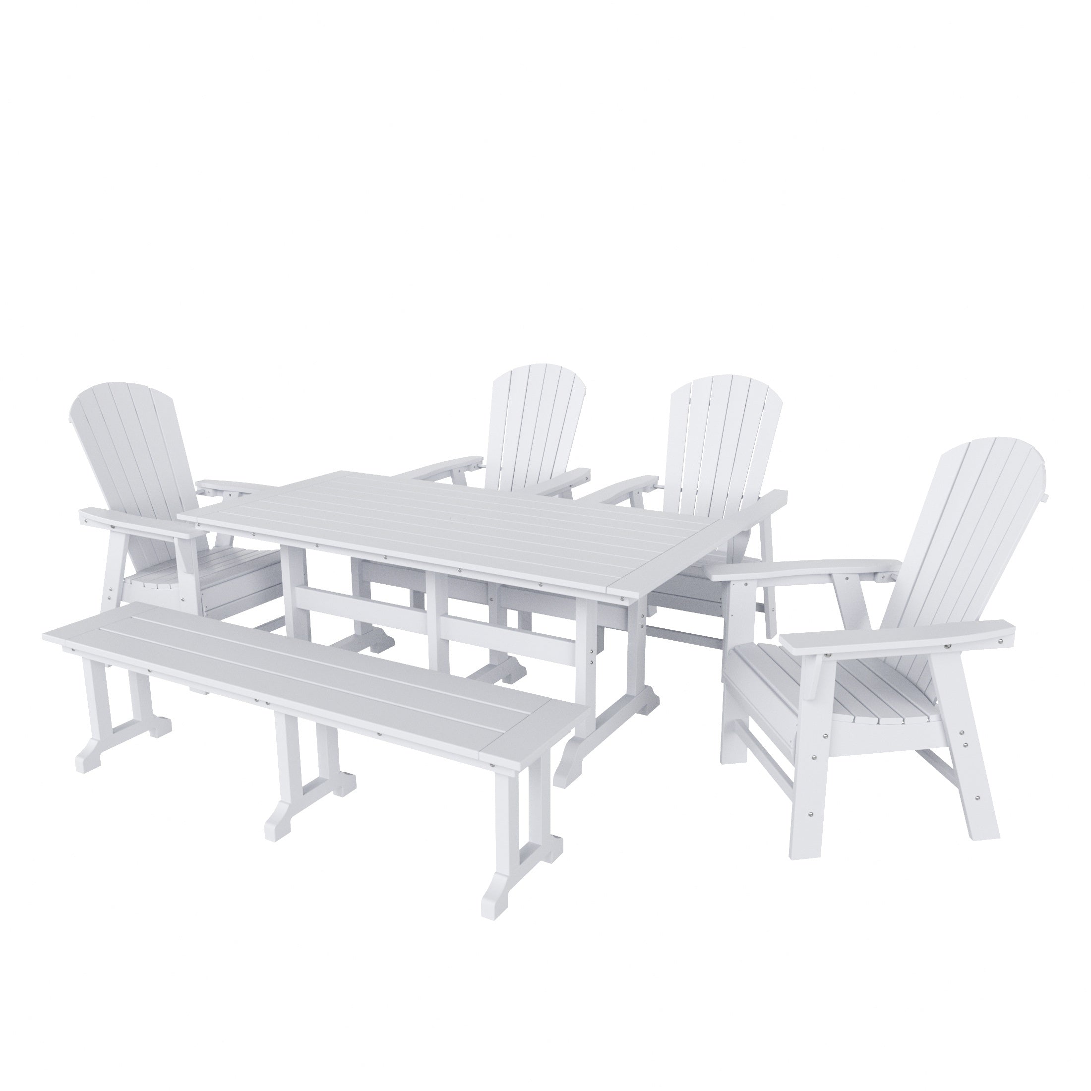 Portside 6 Piece Outdoor Patio Dining Table and Armchair Dining Bench Set