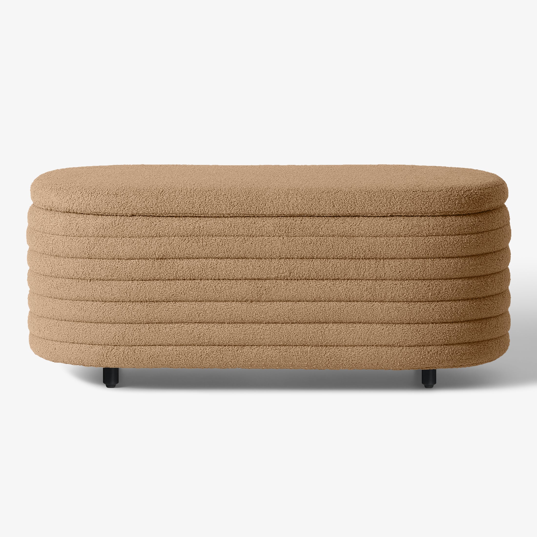 Celine 42" Wide Mid-Century Modern Upholstered Teddy Sherpa Tufted Oval Storage Ottoman Bench