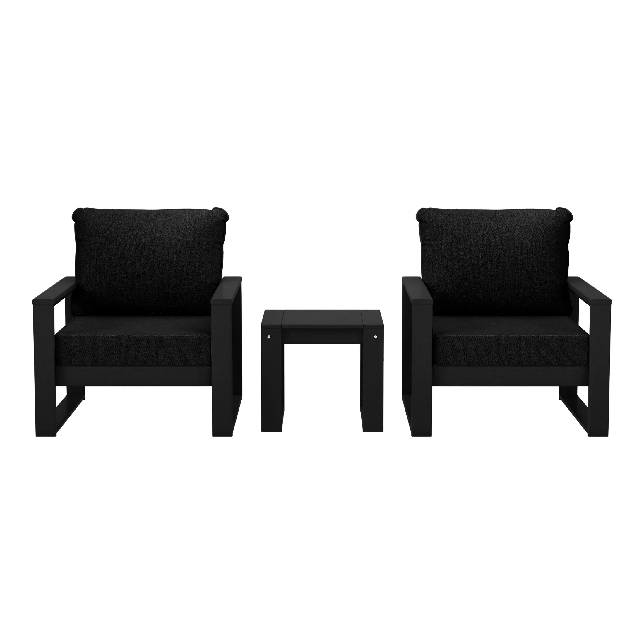 Rockaway Outdoor Modern 3-Piece HDPE Patio Sofa Set with Side Table