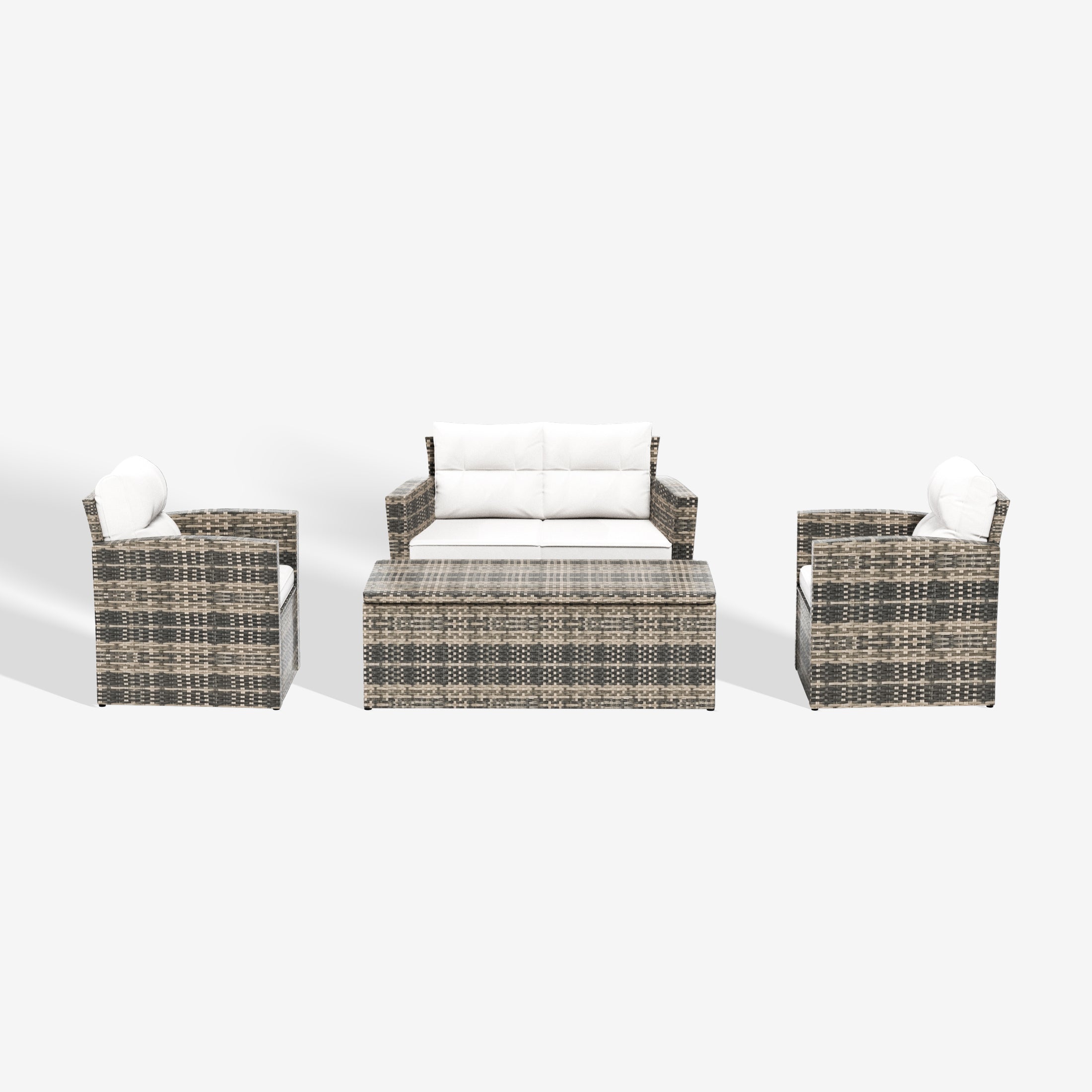 Maldives 4-Piece PE Rattan Wicker Conversation Sofa Set with Cushions