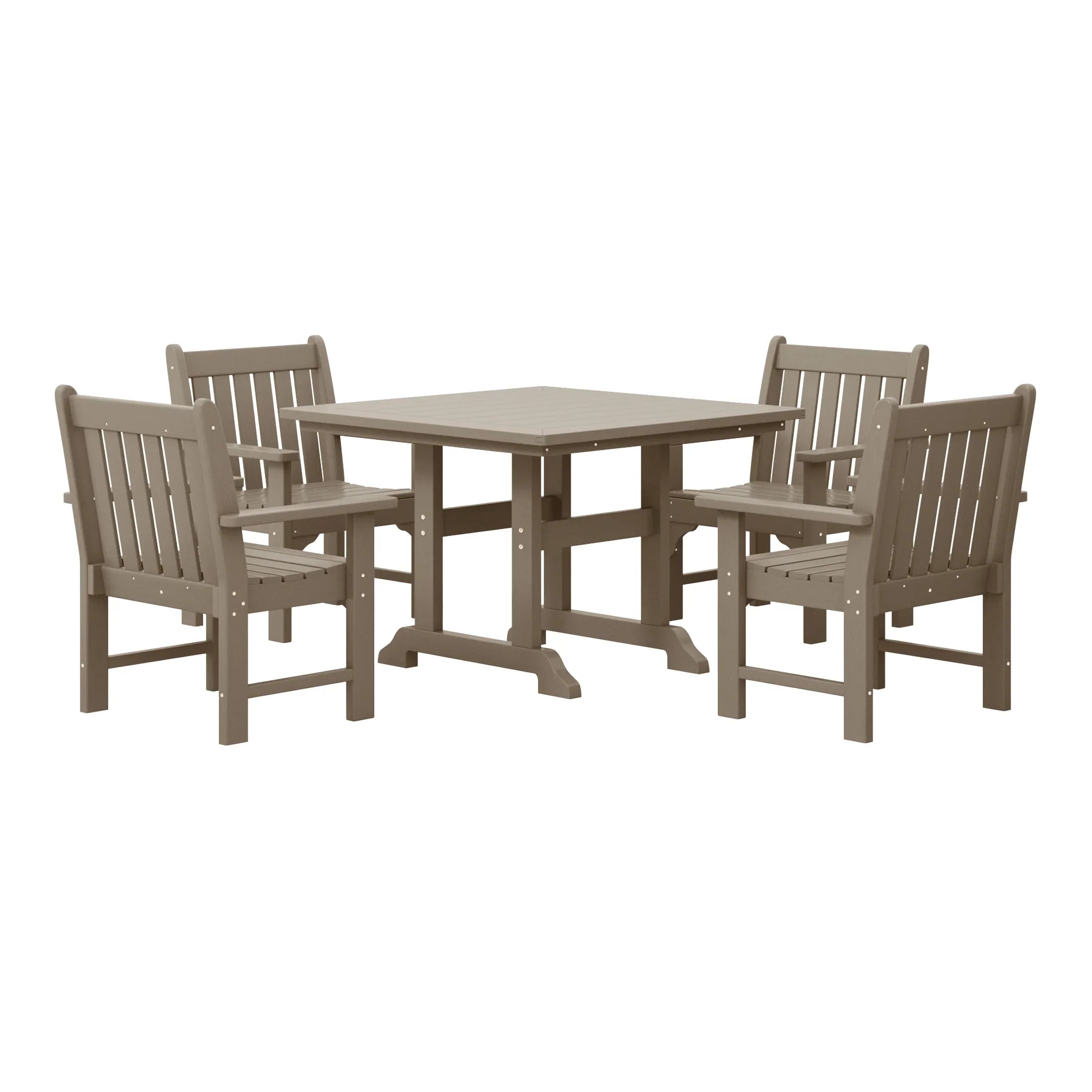 Paradise 5-Piece HDPE Outdoor Patio Chair and Square Table Dining Set