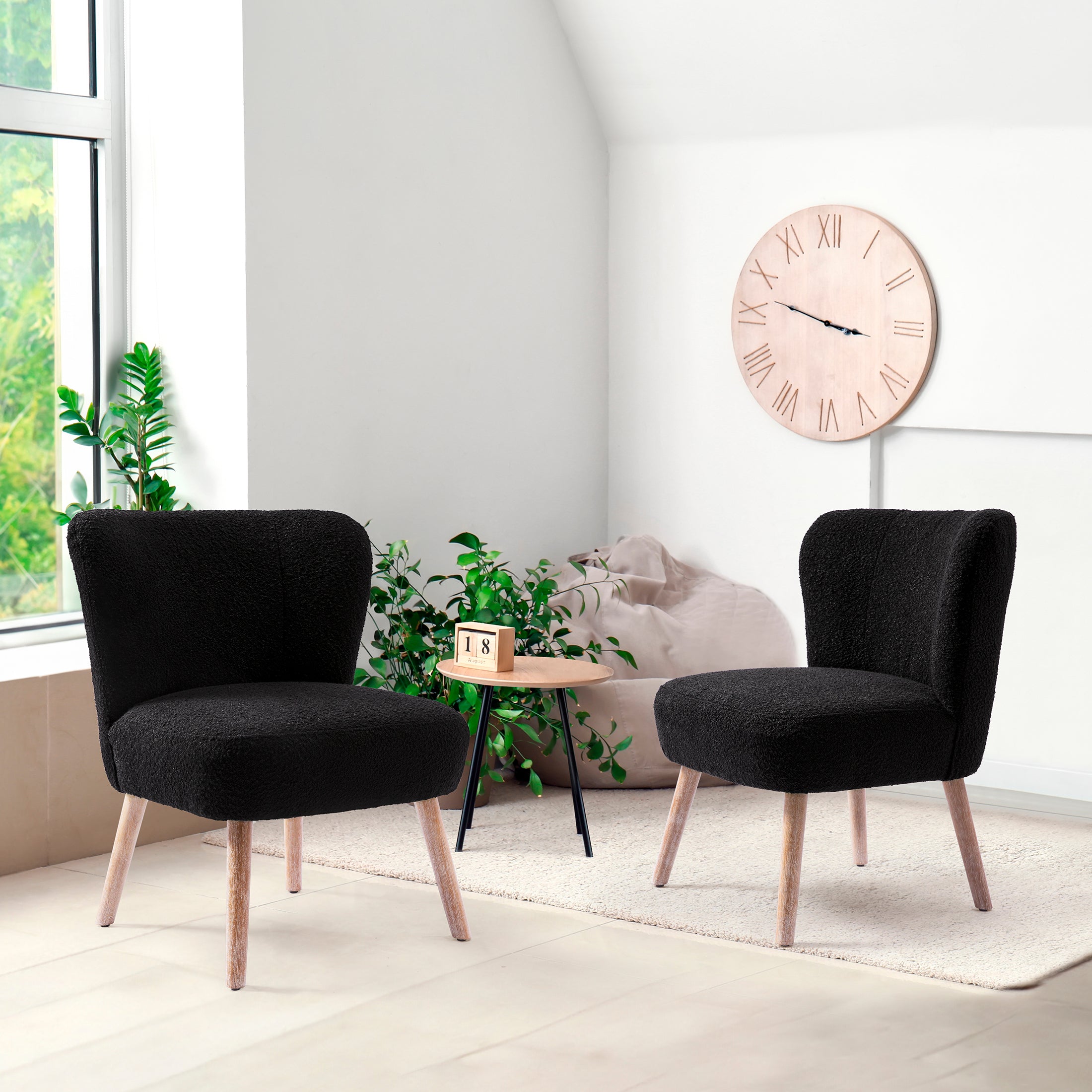 Amélie 25" Wide Upholstered Boucle Accent Chairs Set of Two