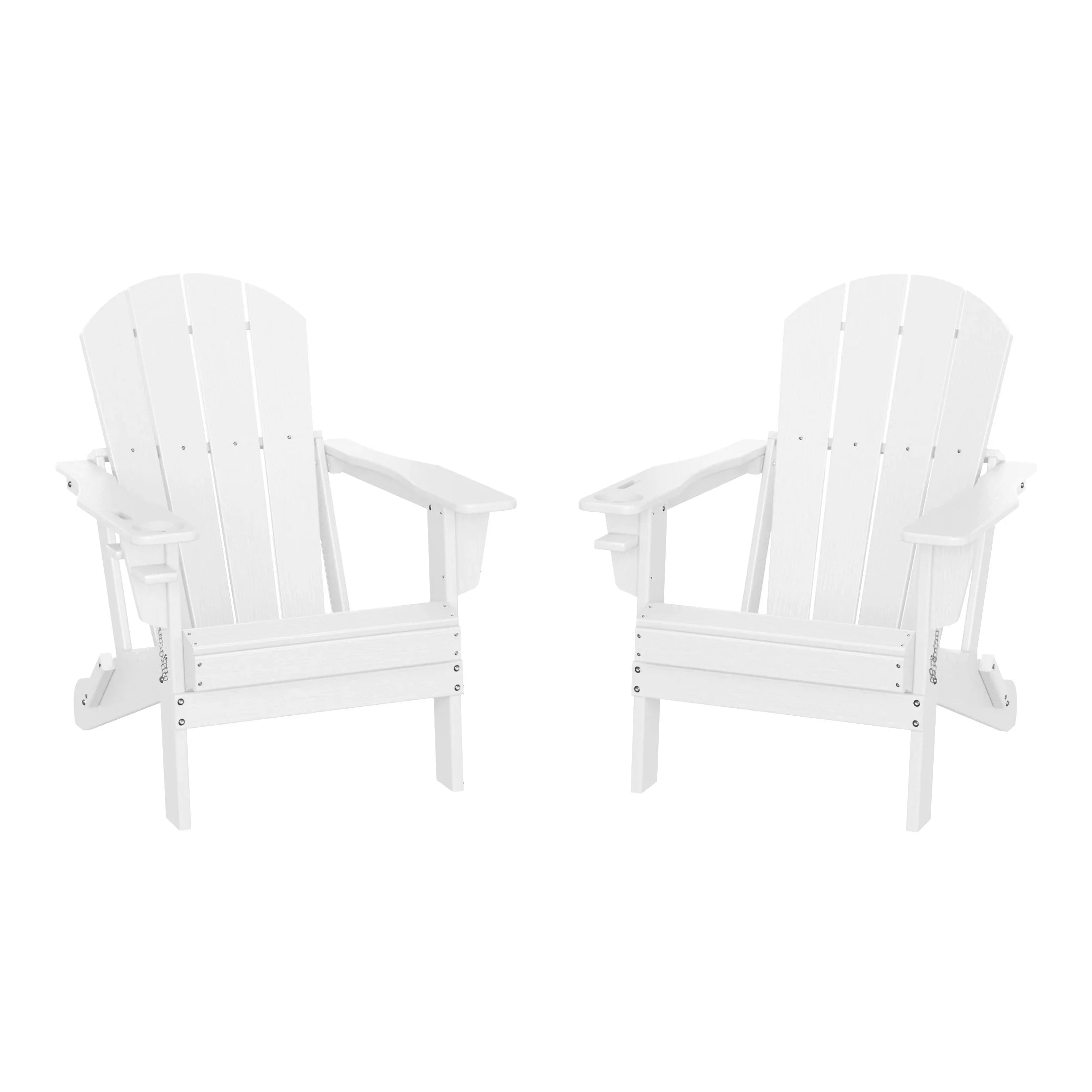 Rockport Outdoor Patio HDPE Resin Folding Adirondack Chairs With Cup Holder and Phone Holder (Set of Two)
