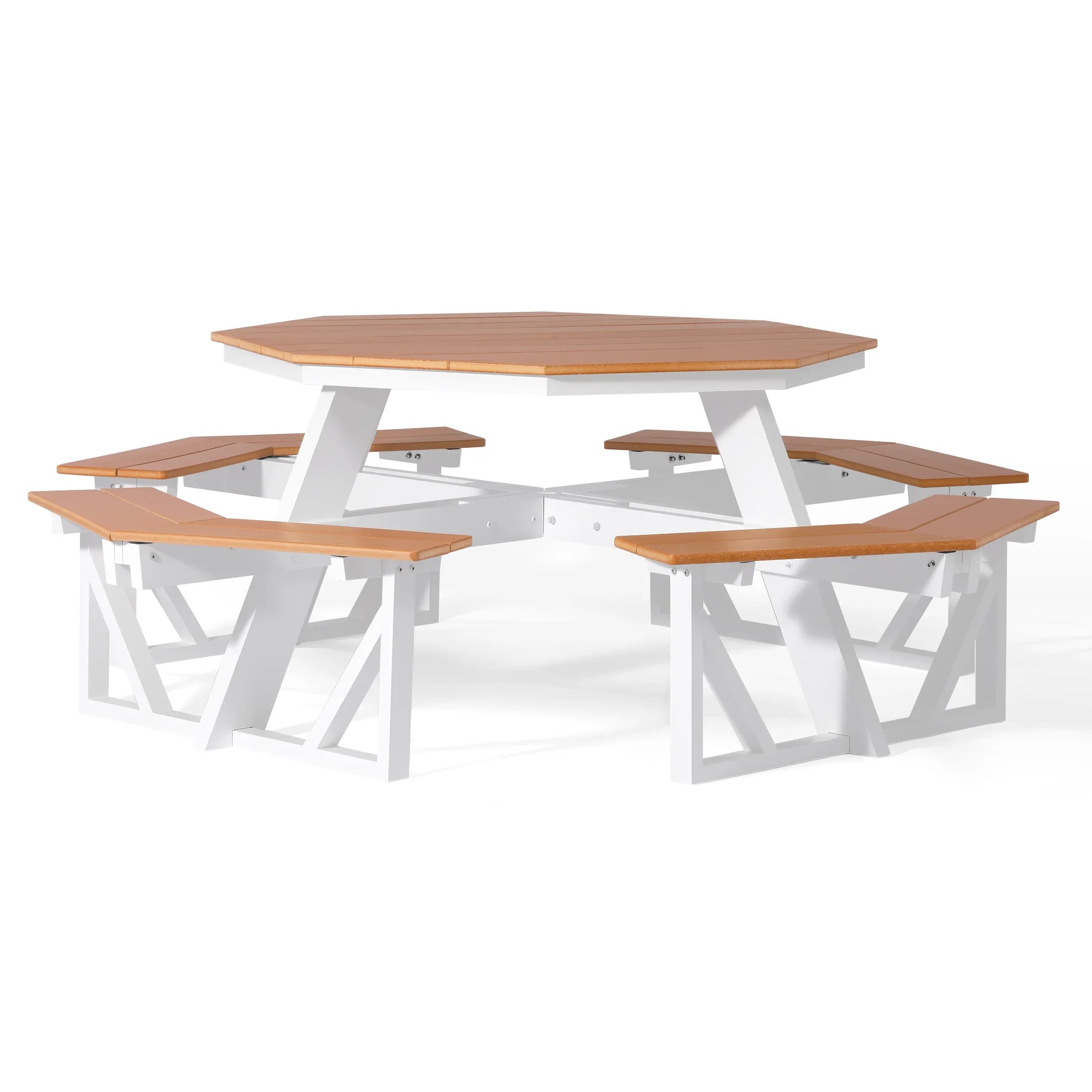 Macon Outdoor 48" HDPE 8-Person Patio Octagon Picnic Table