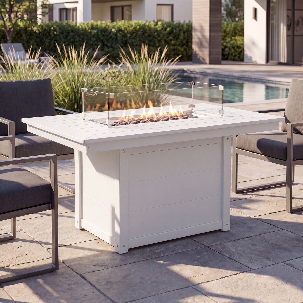 Sol 46" Modern Outdoor 55,000 BTU Patio Gas Propane Rectangle Deck Fire Pit Table