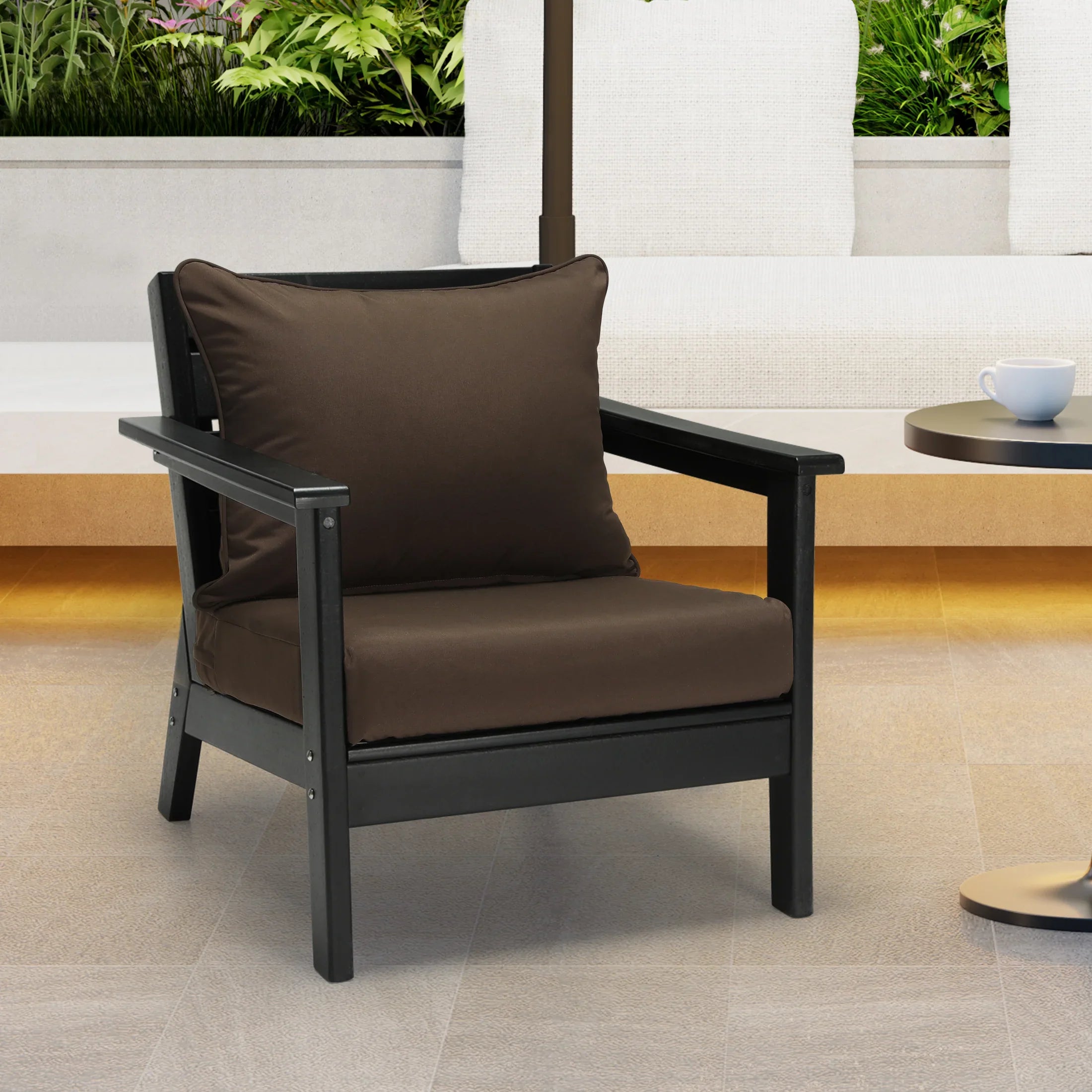 Harmony Water Repellent Outdoor 2-Piece Deep Set Patio Seat Back Chair Cushions, 25" x 25"