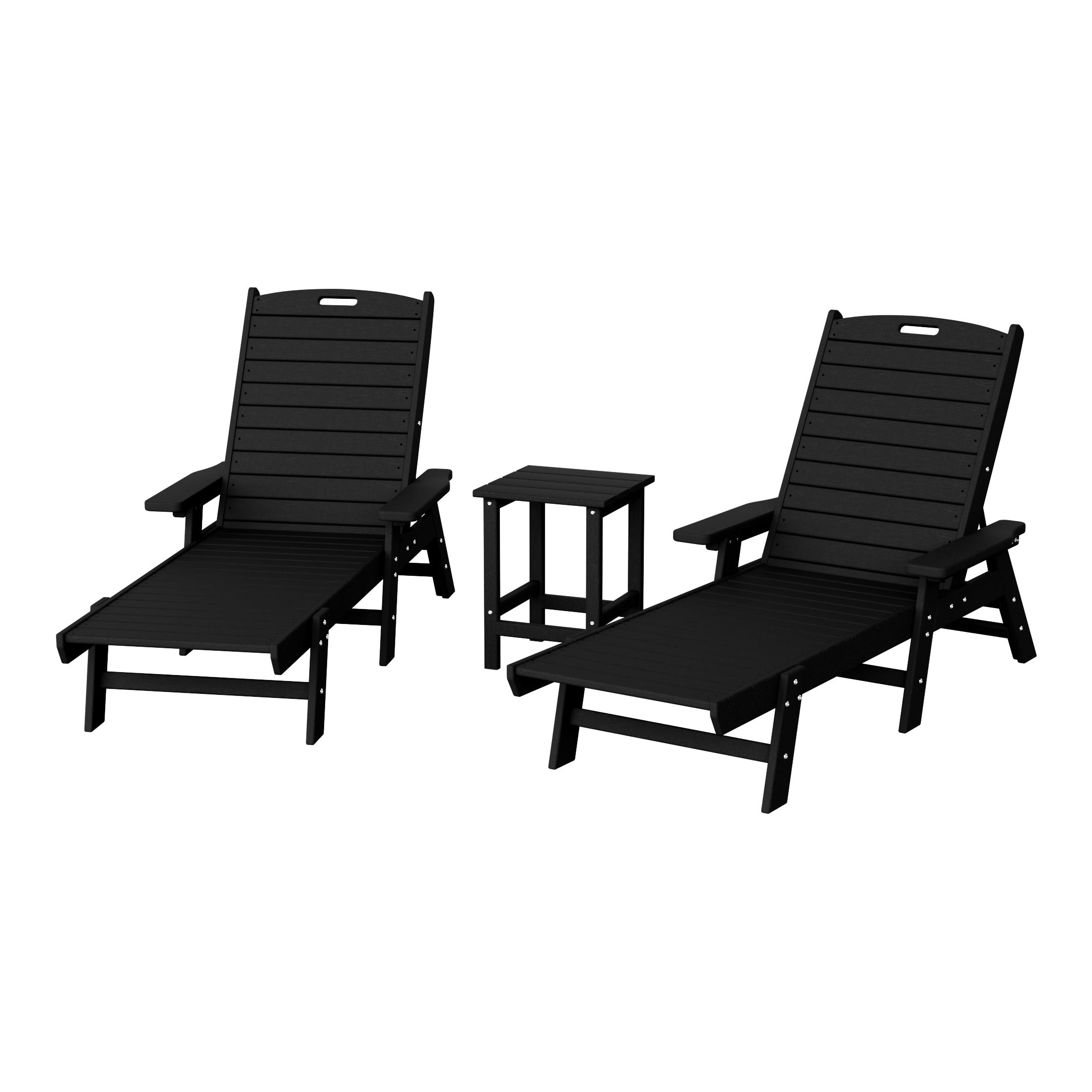 Paradise Poly Reclining Chaise Lounge Set With Table