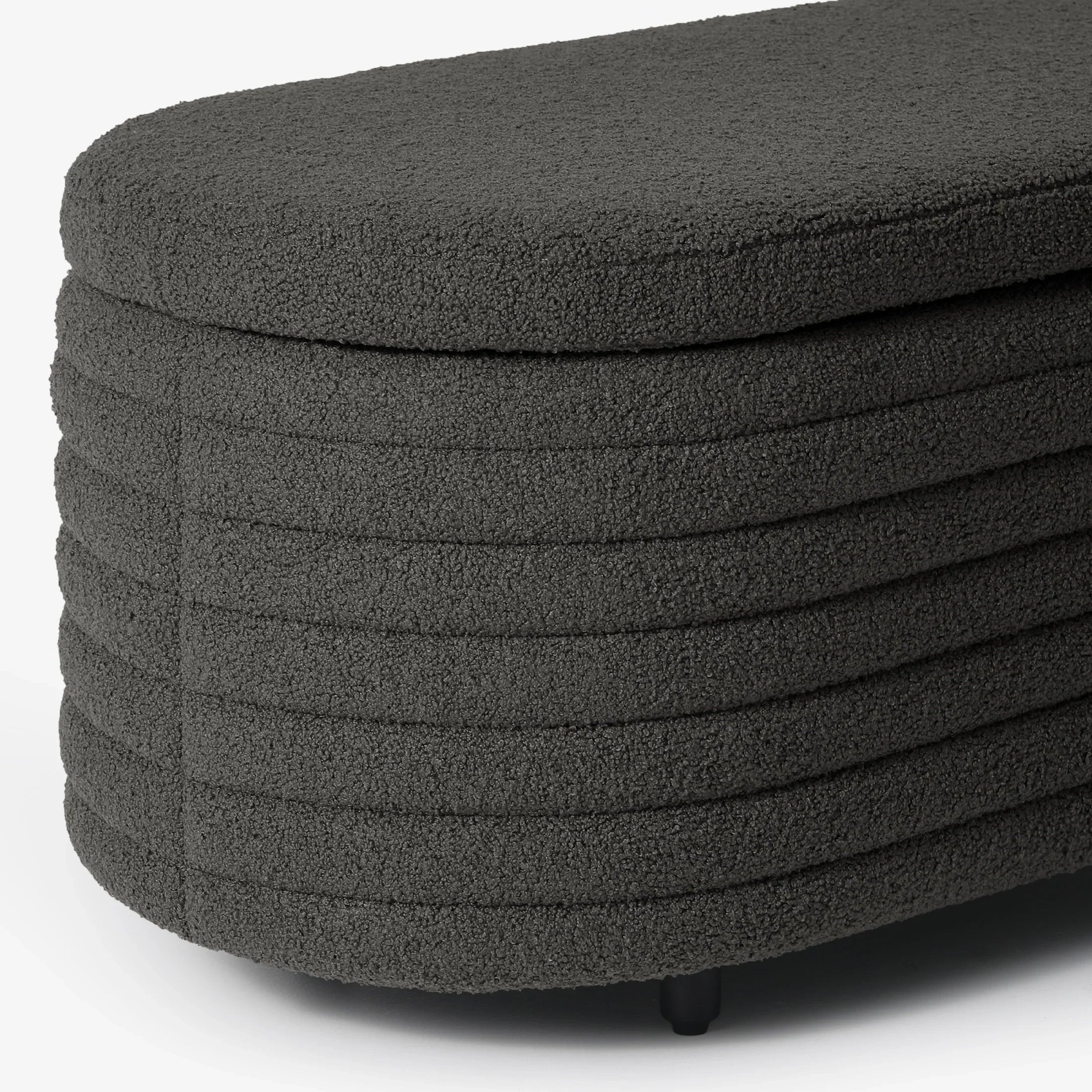 Celine 42" Wide Mid-Century Modern Upholstered Teddy Sherpa Tufted Oval Storage Ottoman Bench