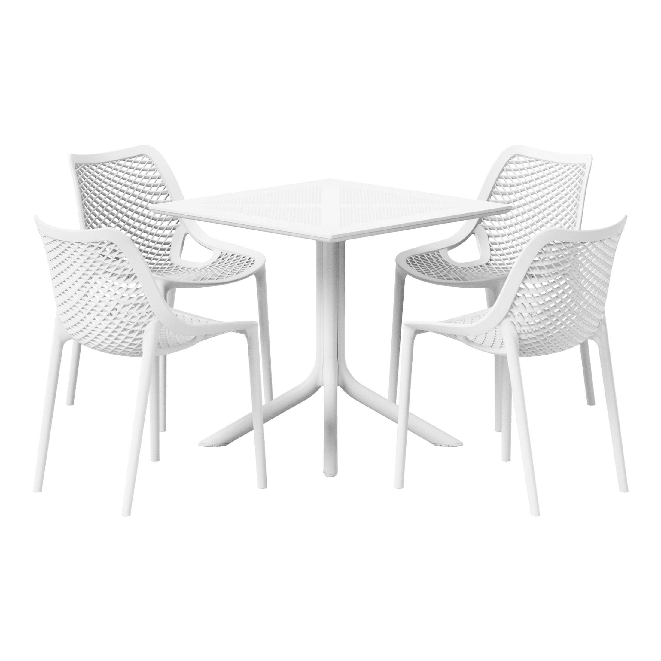 Sunshine 5-Piece Modern Square Patio Dining Table Set with Stackable Patio Dining Chairs