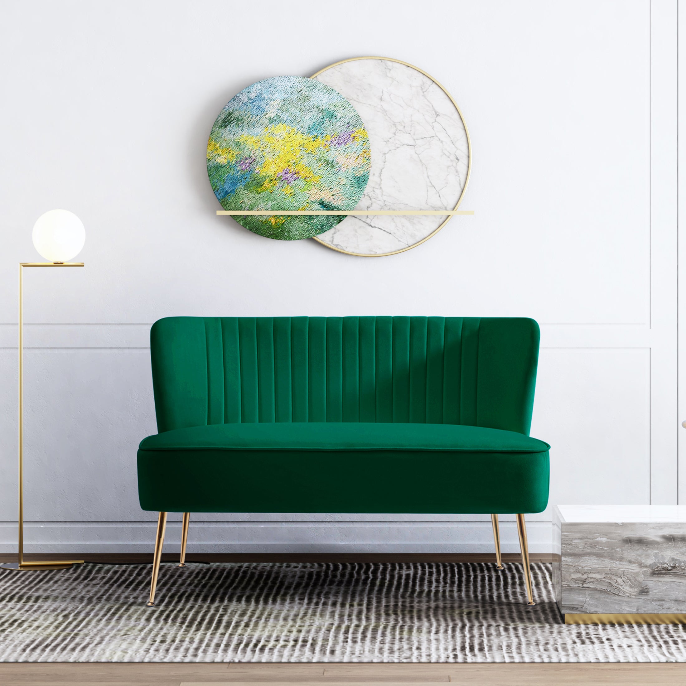 Alaia 46" Wide Upholstered Velvet Love Seat Sofa