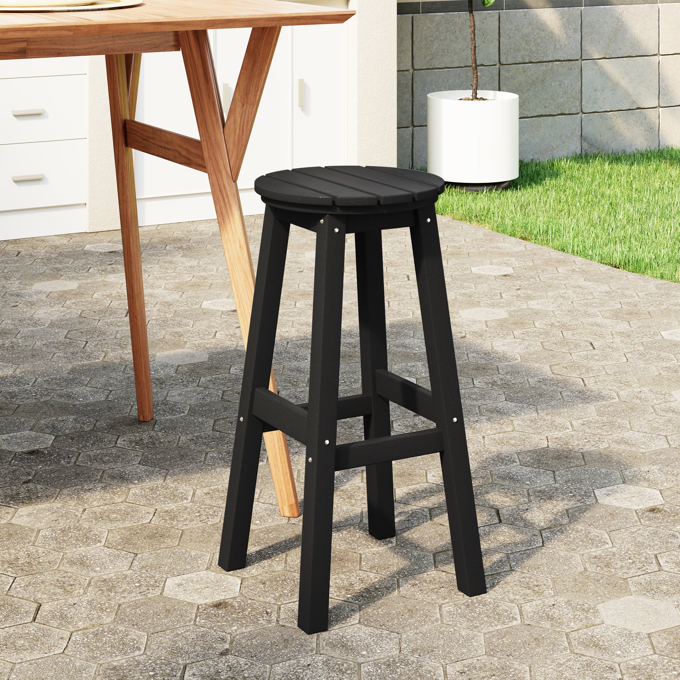 Paradise 29" HDPE Outdoor Patio Round Bar Stool