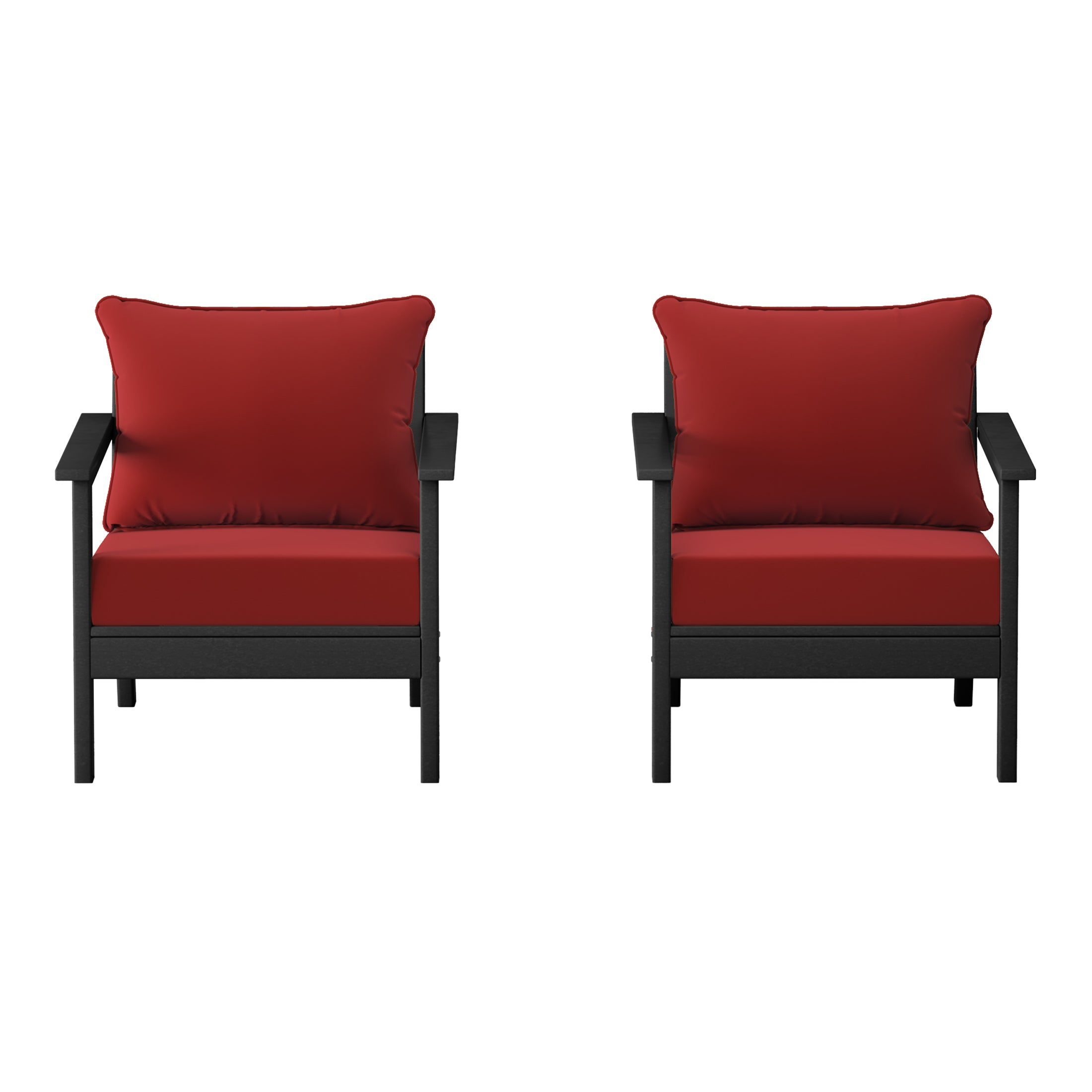 Portsmouth Outdoor Modern HDPE Patio Club Chairs with Deep Seat Cushions (Set of 2)