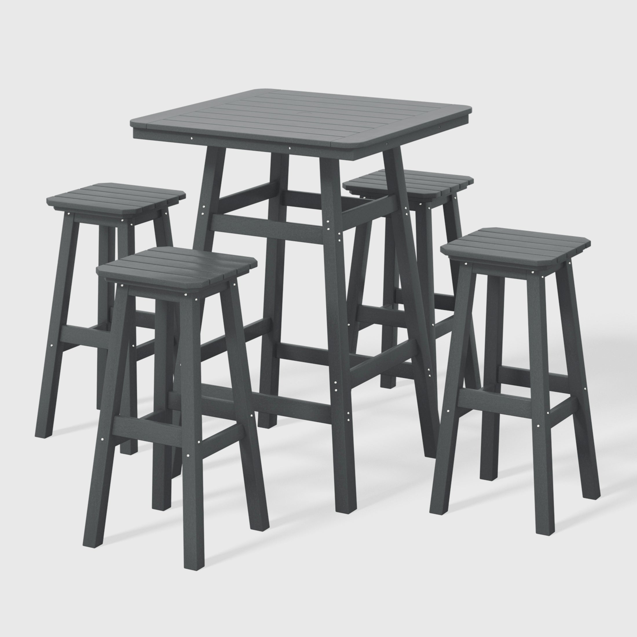 Paradise 5-Piece HDPE Outdoor Patio Dining Bar Bistro Table Set with Bar Stools