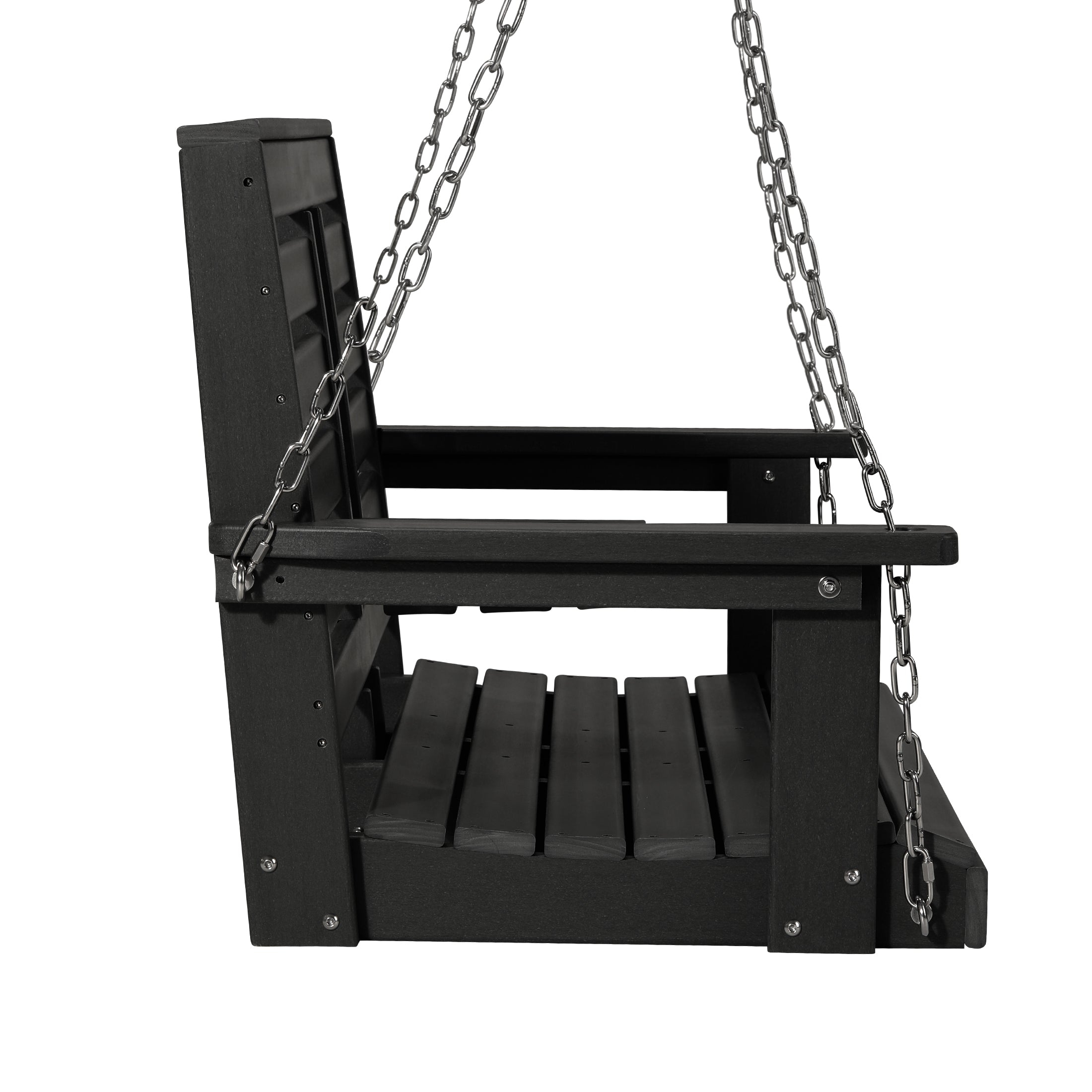 Charleston Outdoor HDPE 54" Front Hanging Porch Swing Bench With Cupholders