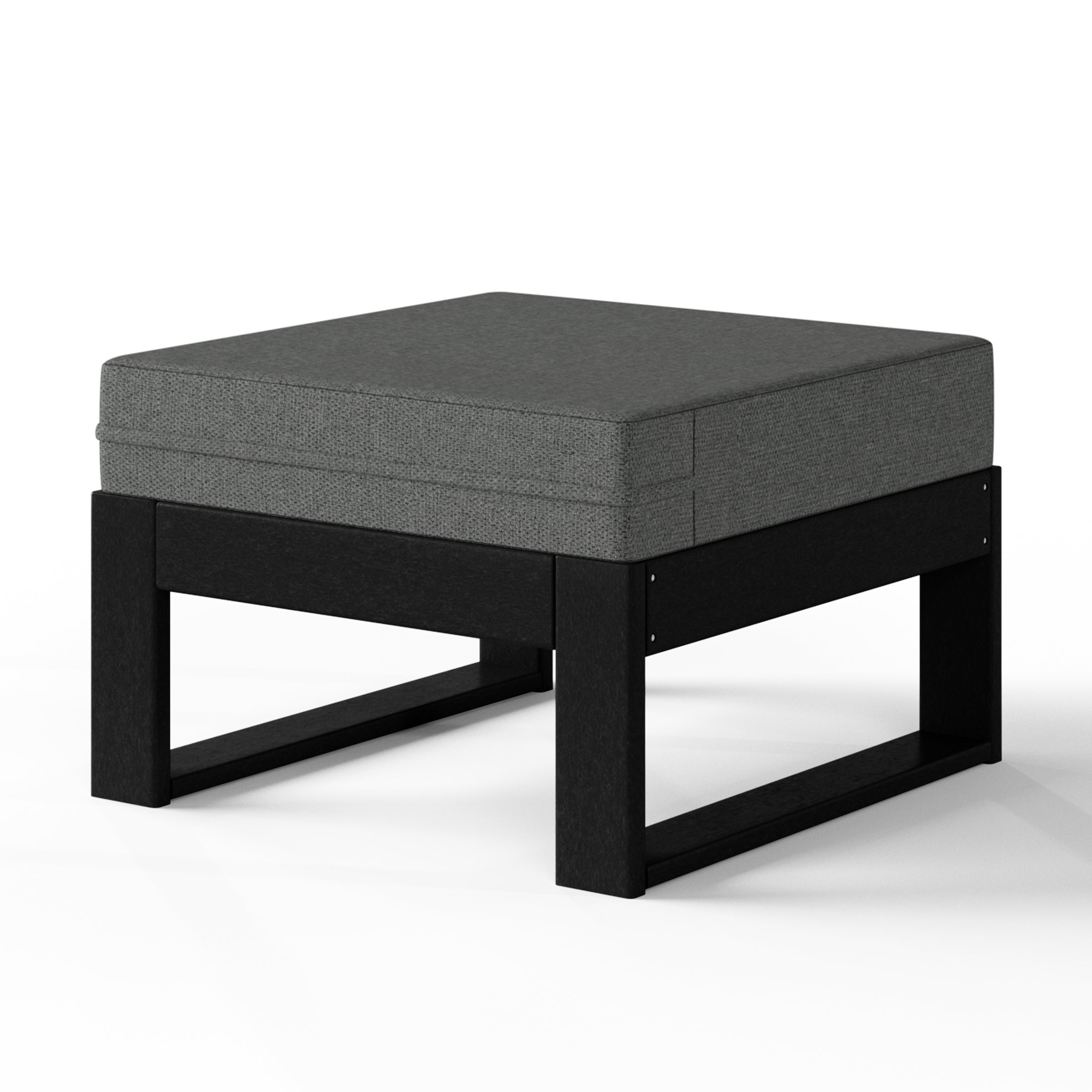 Rockaway Outdoor HDPE Patio Ottoman with Waterproof Olefin Cushions