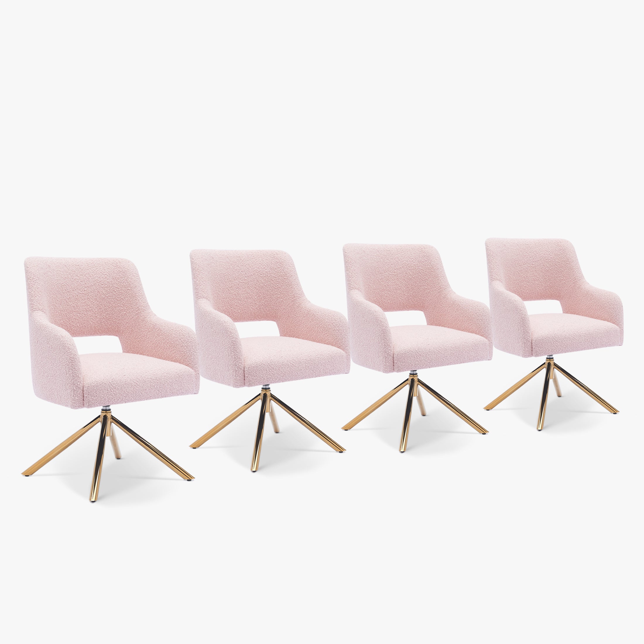 Amélie Mid-Century Modern Wide Boucle Swivel Accent Arm Chair (Set of 4)