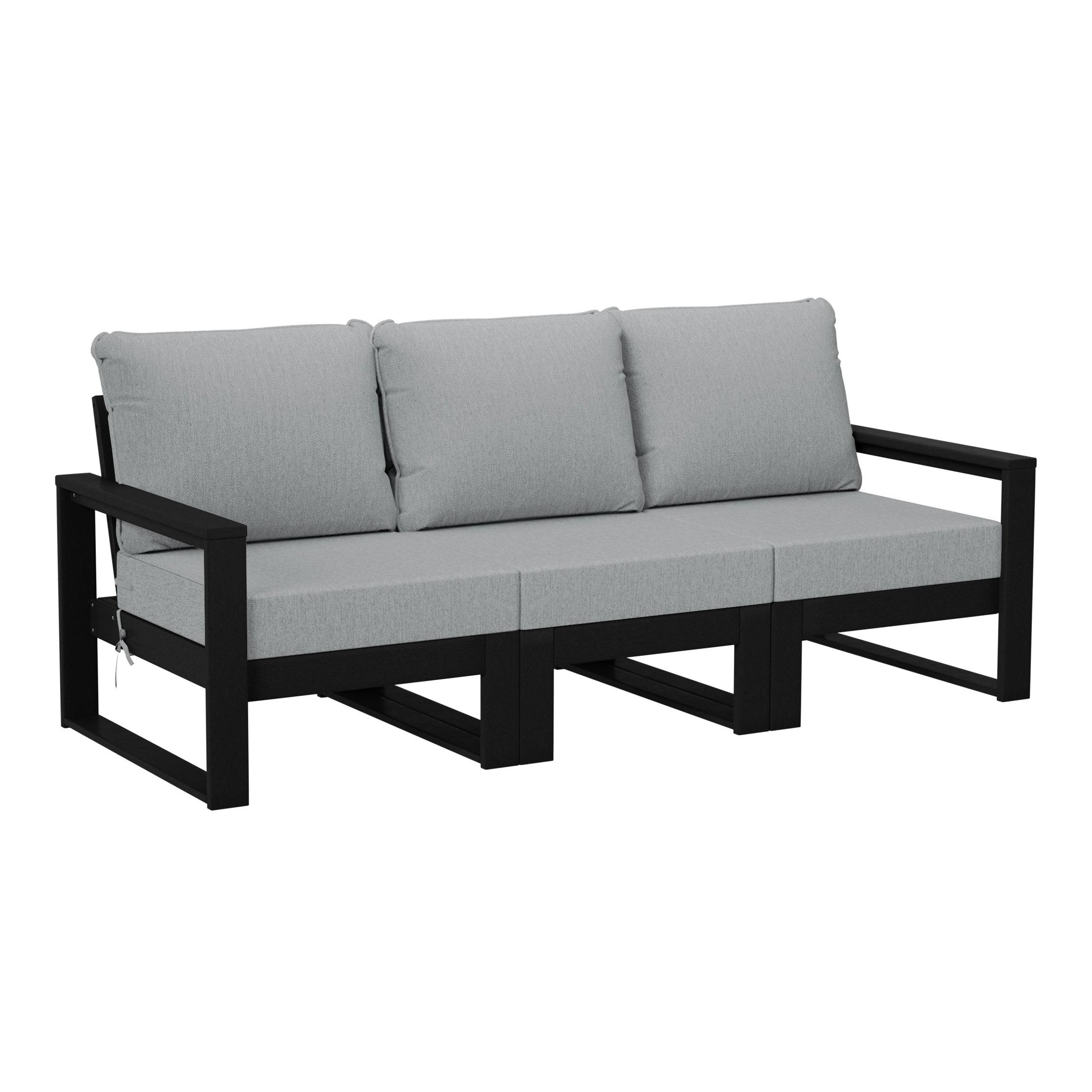 Rockaway Outdoor HDPE All-Weather Modern Deep Seating Patio Sofa with Waterproof Cushions