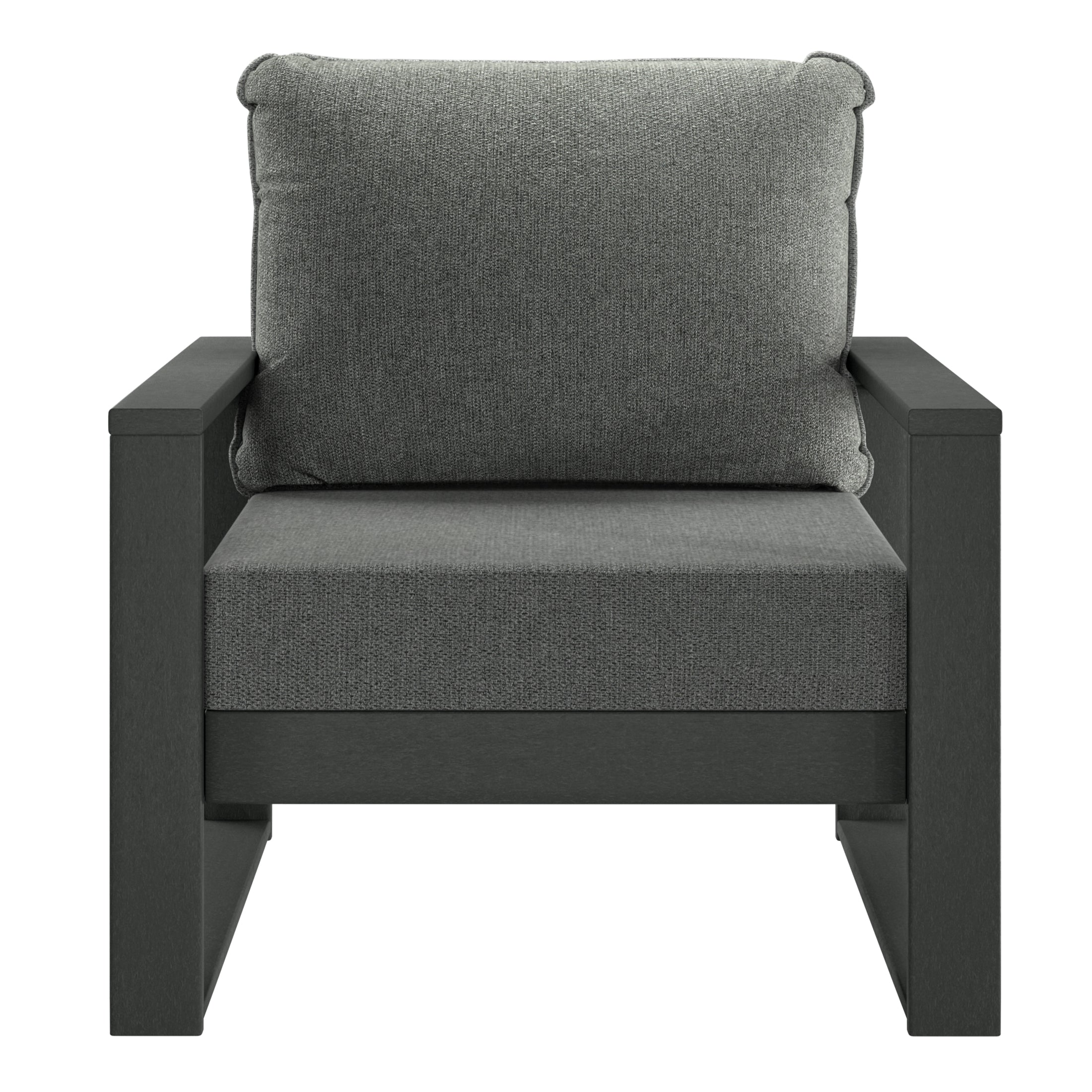 Rockaway Outdoor Modern HDPE Patio Club Chair with Waterproof Deep Seat Cushions