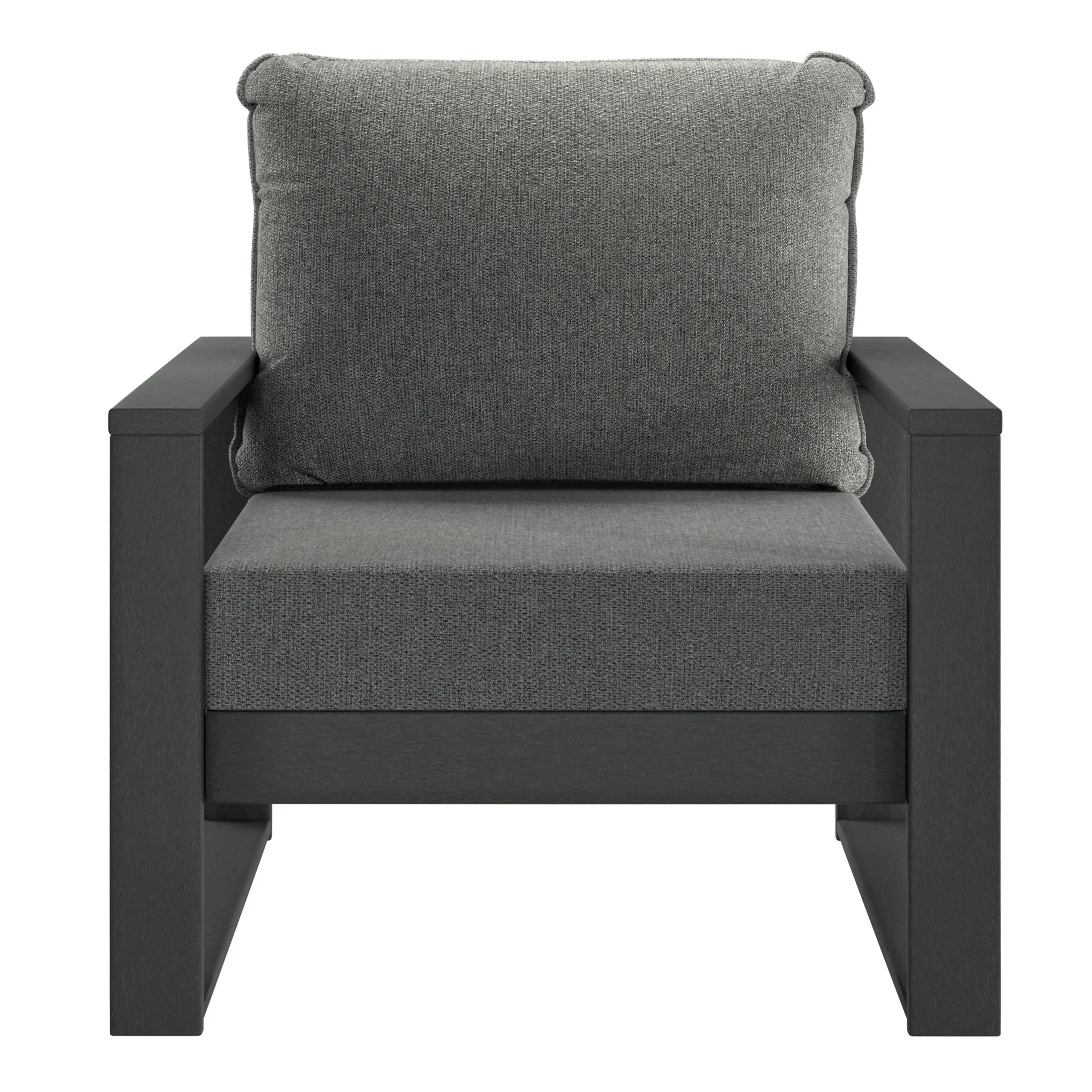 Rockaway Outdoor Modern HDPE Patio Club Chair with Waterproof Deep Seat Cushions