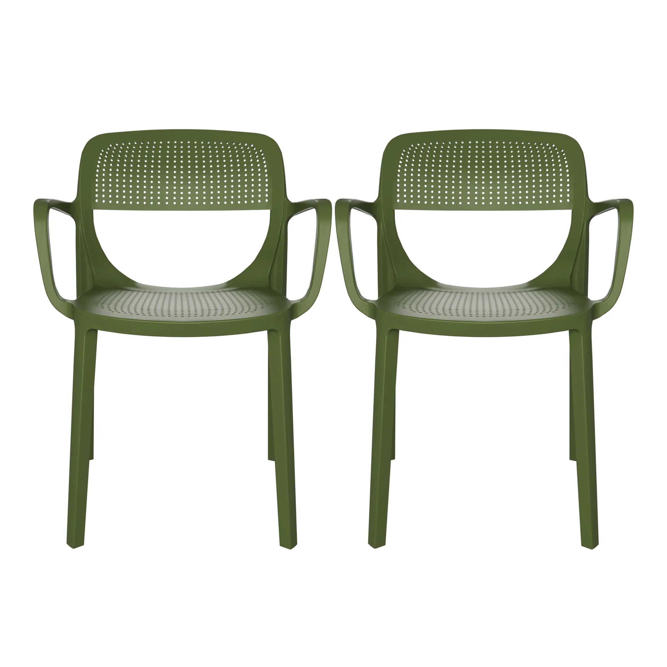 Sunshine Outdoor Stackable Plastic Resin Patio Dining Armchair (Set of 2)