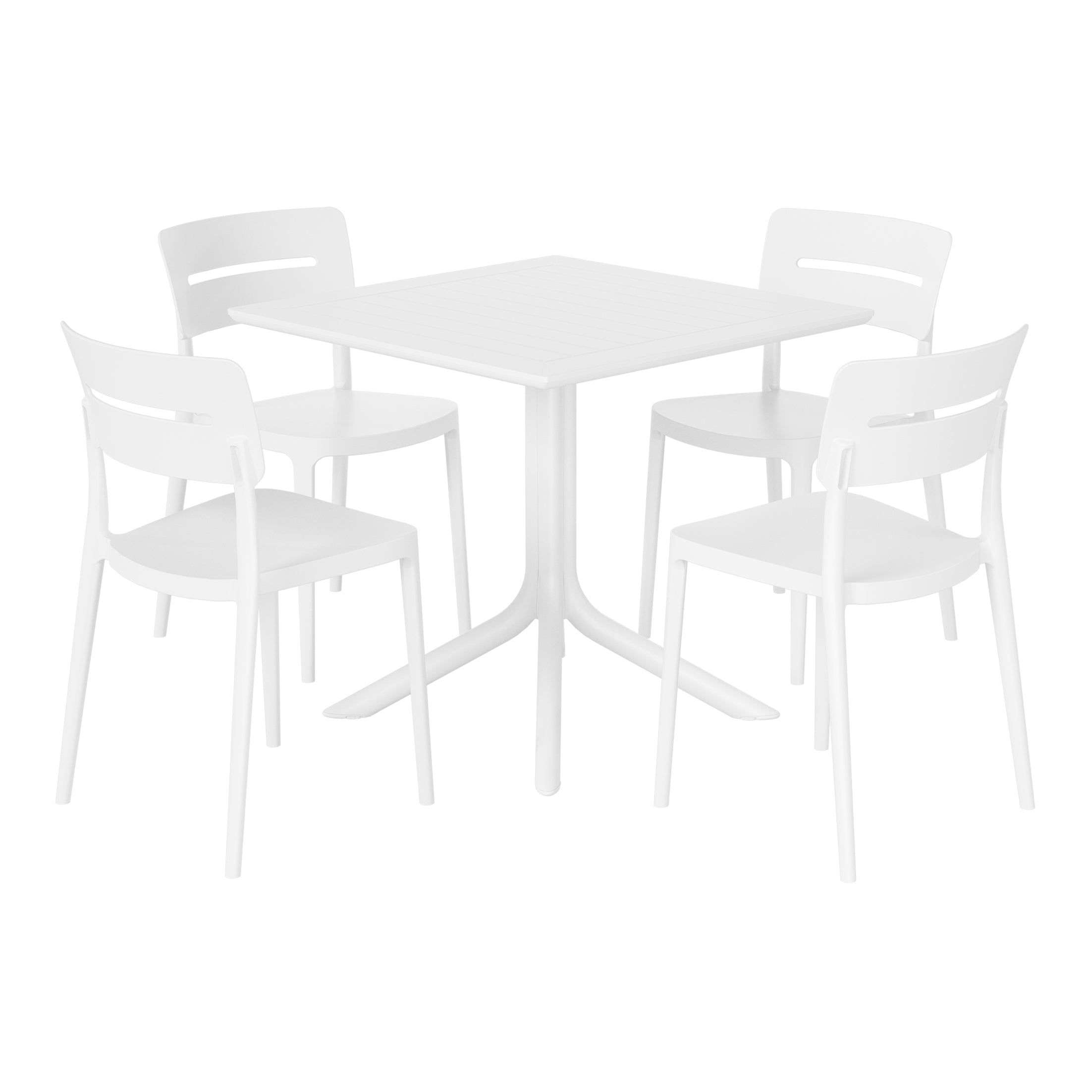 Sunshine Modern 5-Piece Resin Patio Dining Table Set with Stackable Patio Dining Chairs