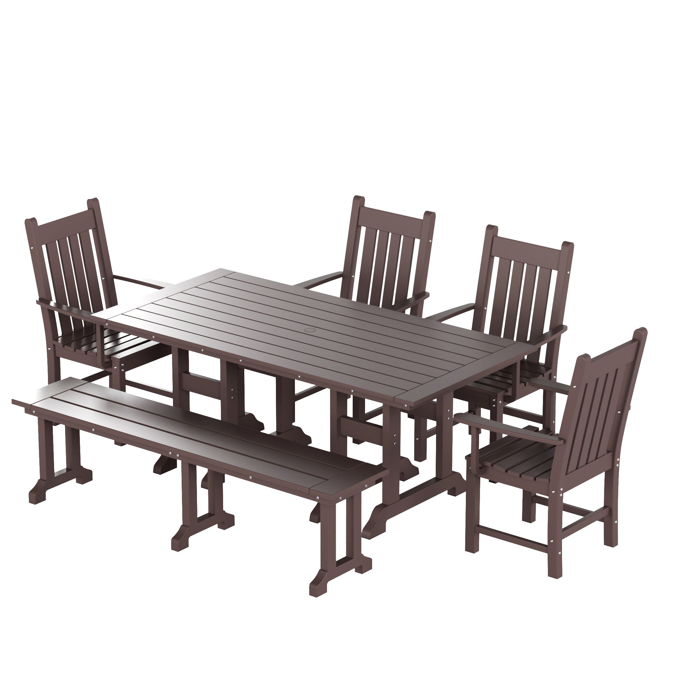 Paradise 6 Piece Outdoor Patio Dining Set Outdoor Table and Bench Armchair Set