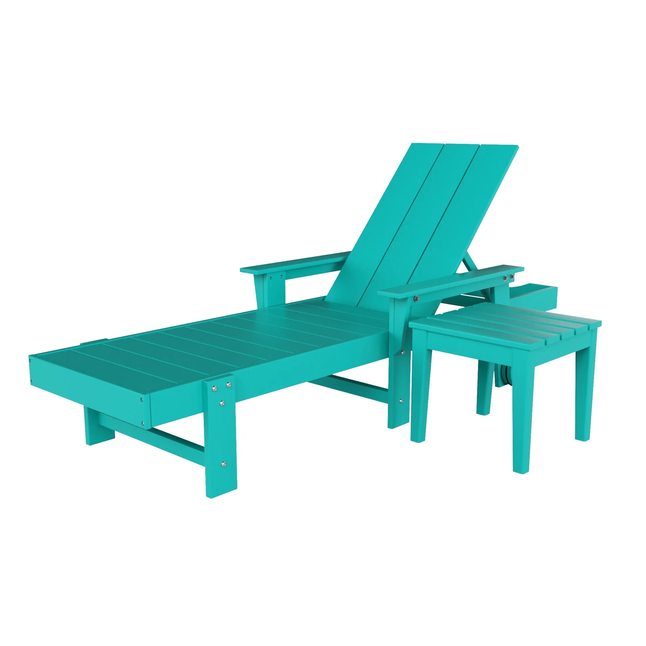 Palms Modern Reclining Chaise Lounge with Side Table 2-Piece Set