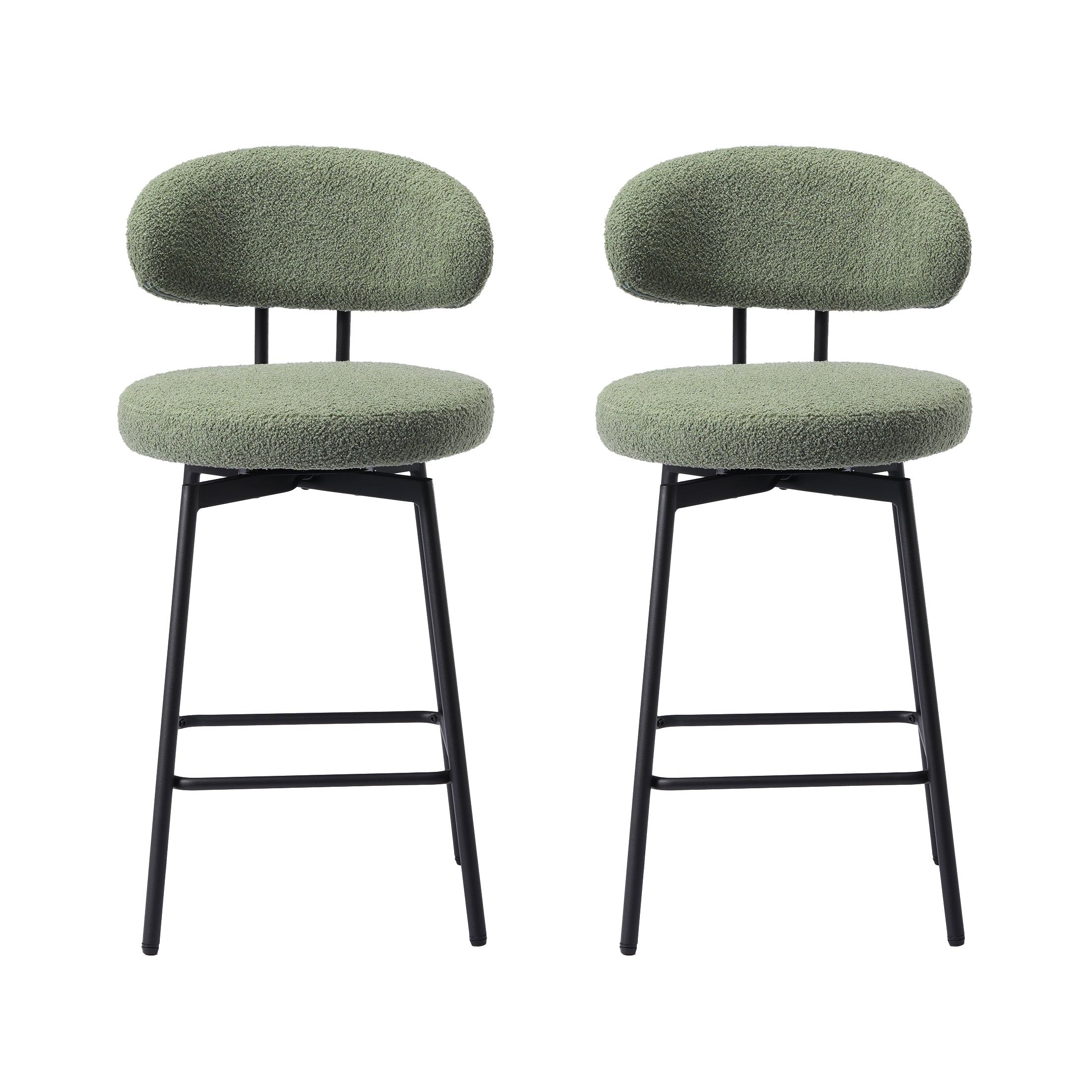 Celine Modern Upholstered Sherpa Fabric Counter Height Bar Stools with Back (Set of 2)