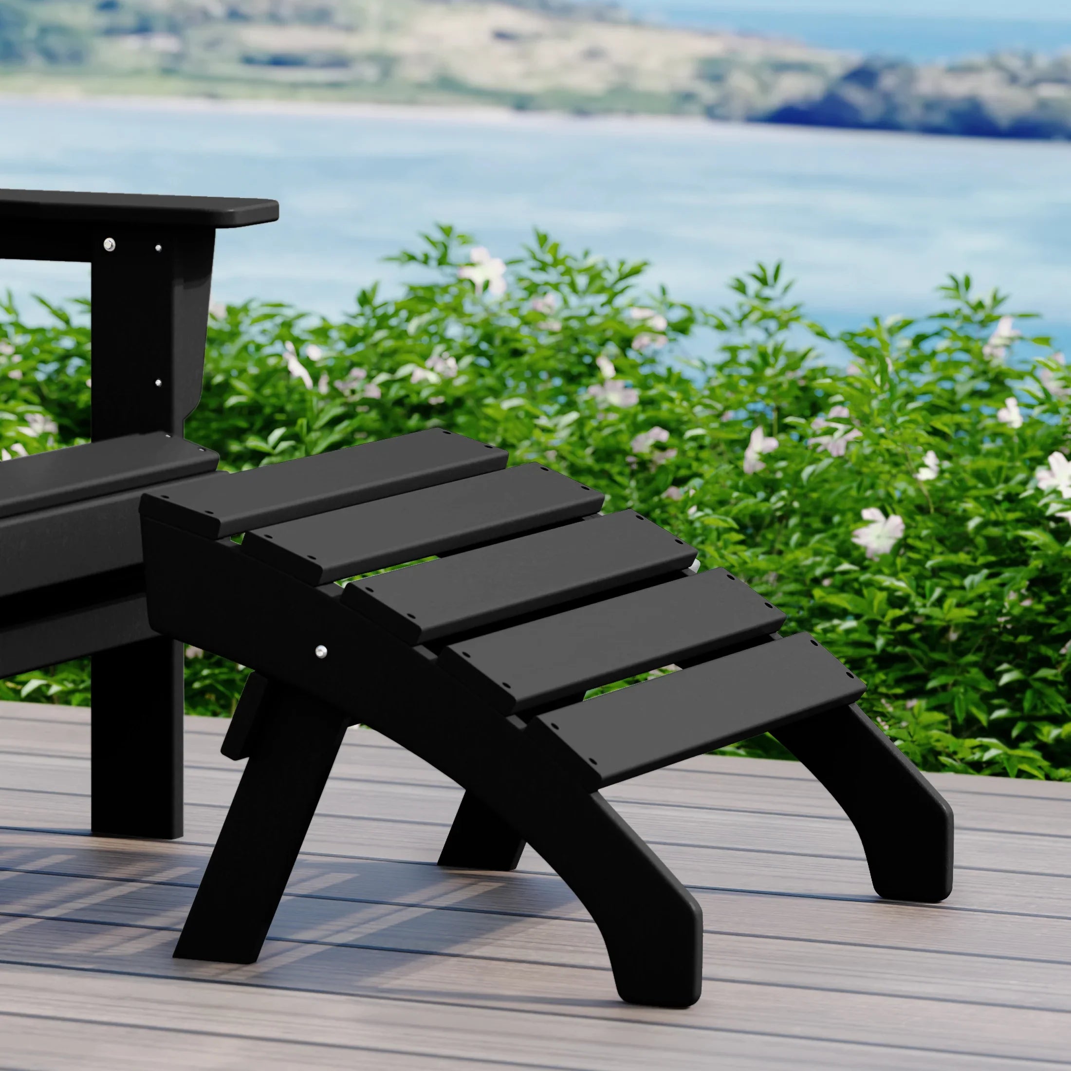 Portside Outdoor Patio HDPE Adirondack Ottoman Footrest