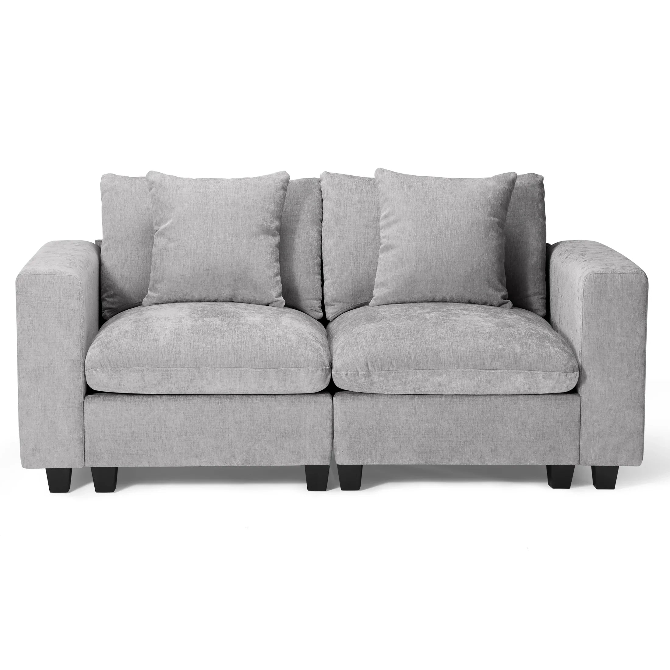 Springfield 70" Modular Chenille Loveseat Sofa With USB/Type-C Ports and Side Pockets