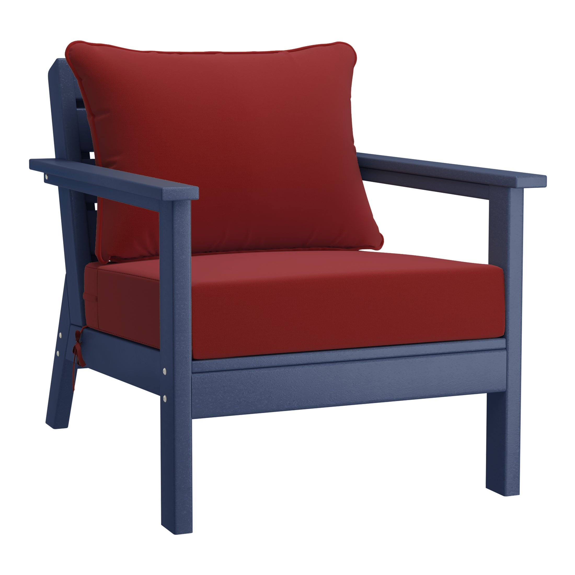 Portsmouth Outdoor Modern HDPE Patio Club Chairs with Deep Seat Cushions (Set of 2)