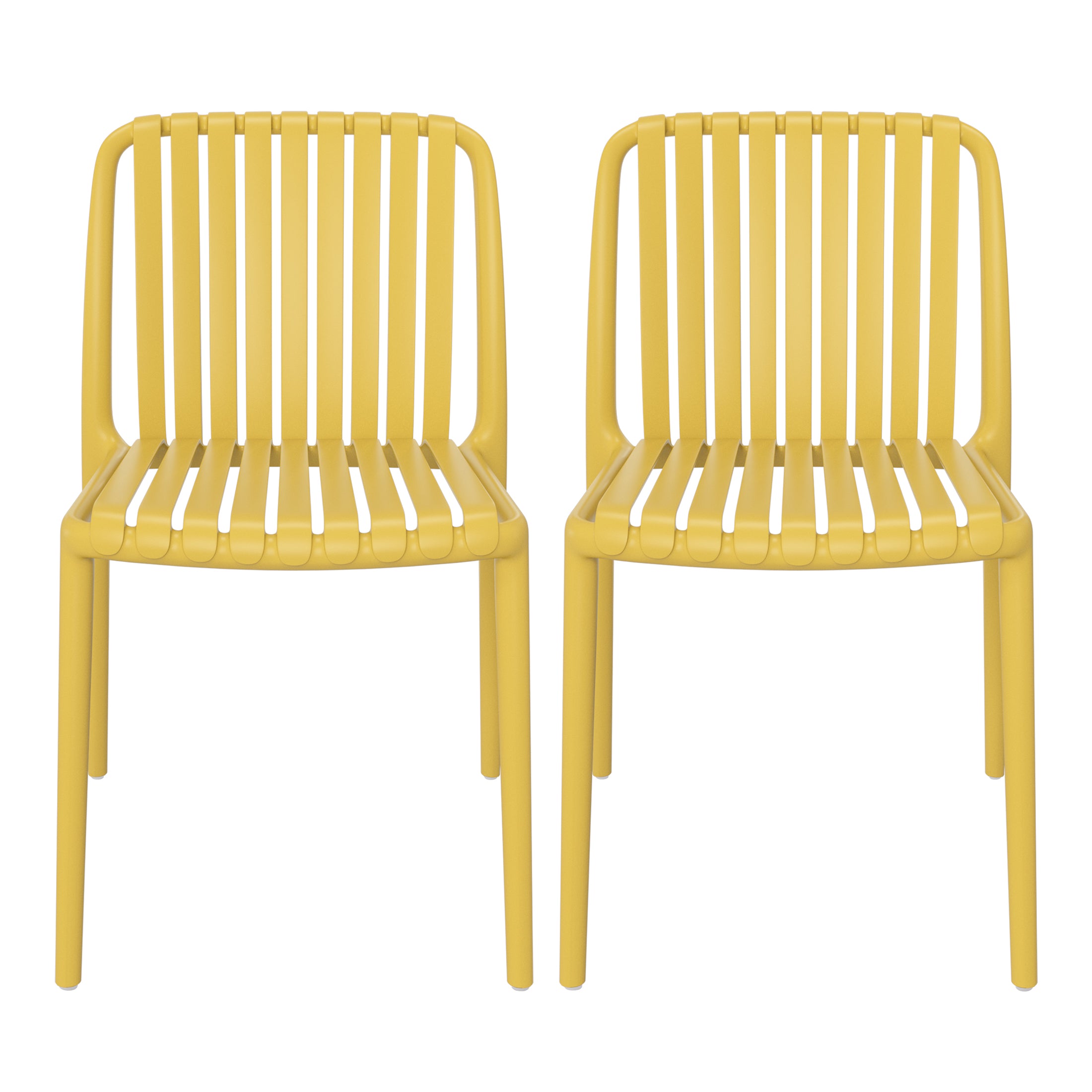 Sunshine Outdoor Stackable Polypropylene Plastic Dining Side Chairs (Set of 2)