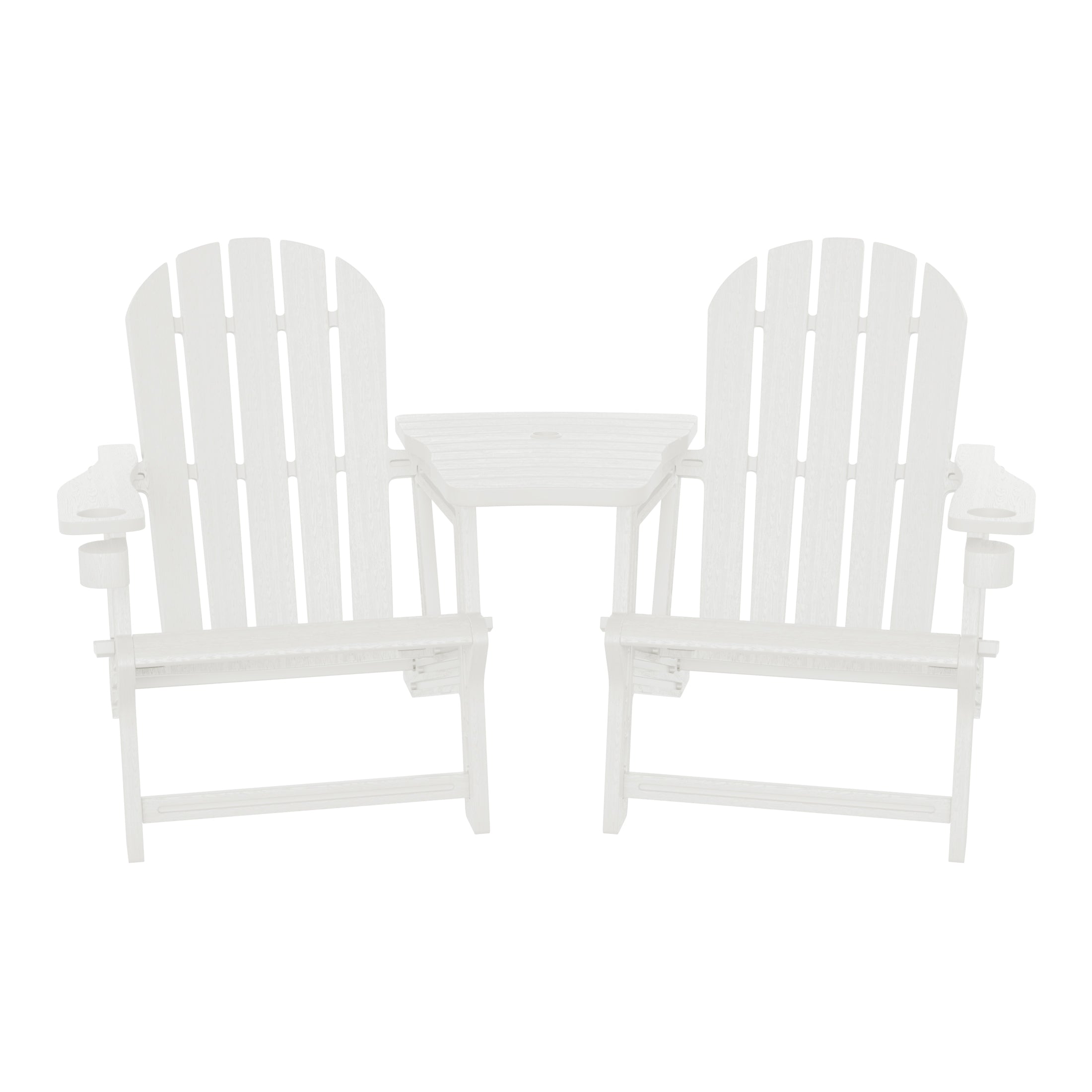 Cayman Outdoor HDPE Adirondack Chairs With Connecting Table Tray (Set of 2)