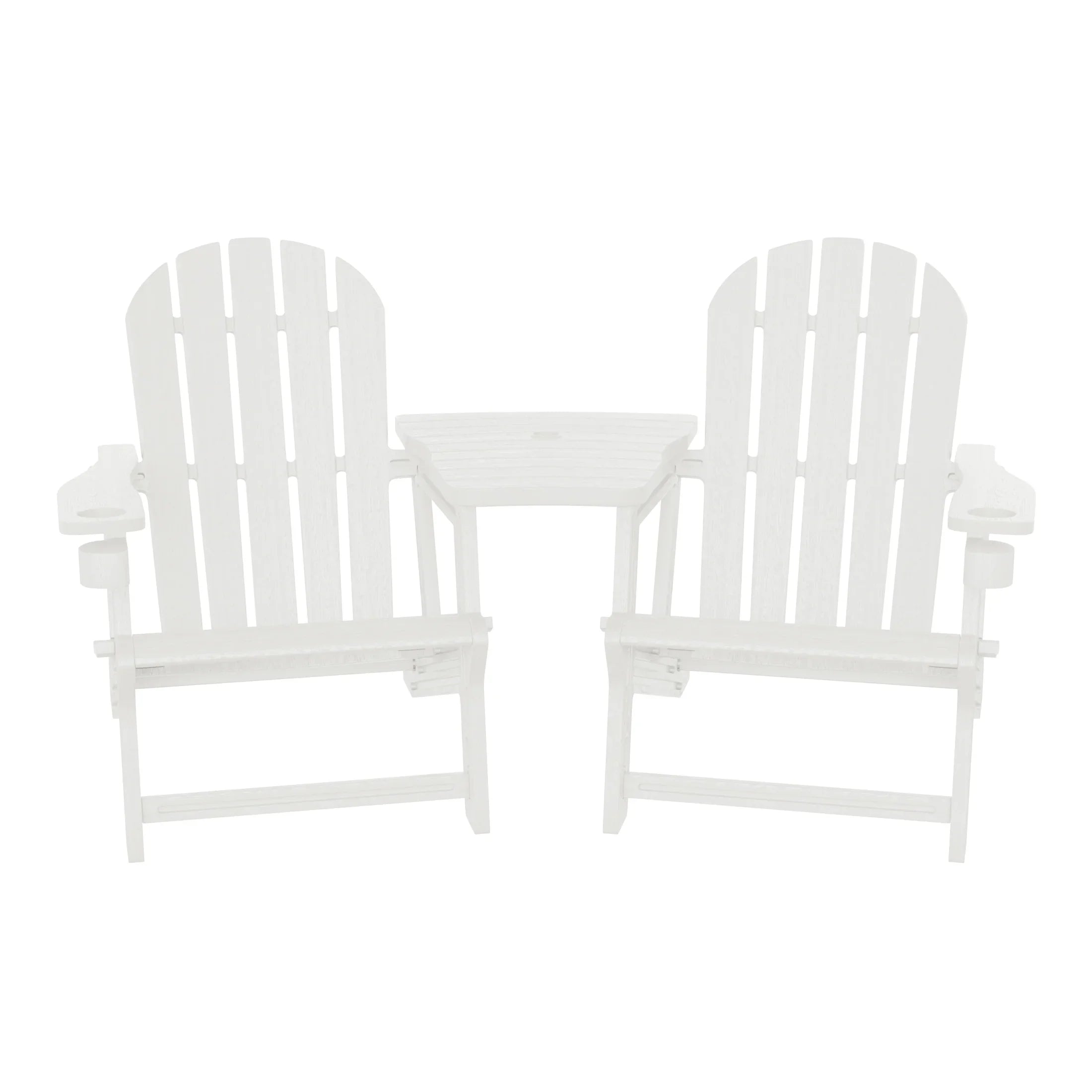 Cayman Outdoor HDPE Adirondack Chairs With Connecting Table Tray (Set of 2)