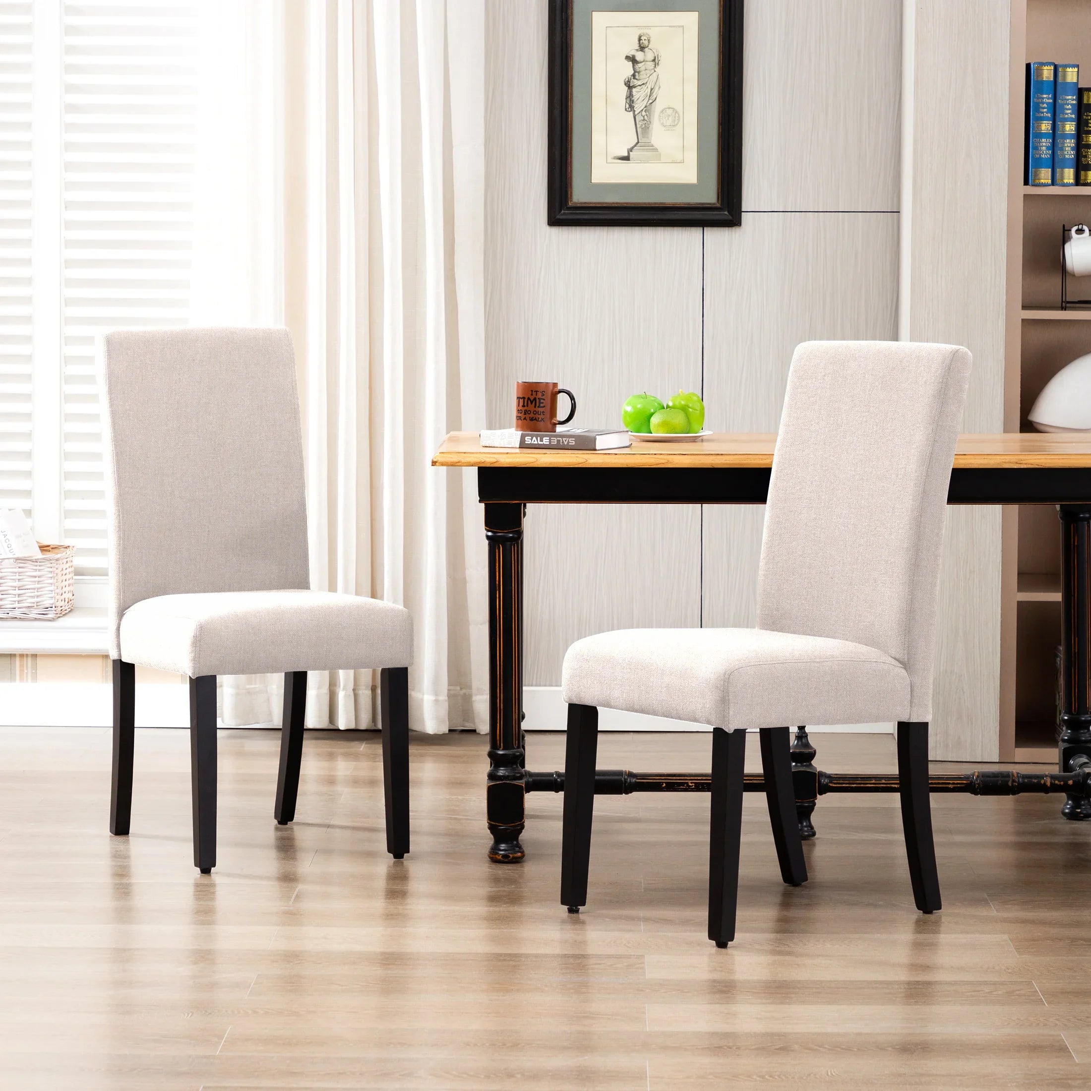 Adison Linen fabric tufted upholstered dining chairs ( 2 piece set )