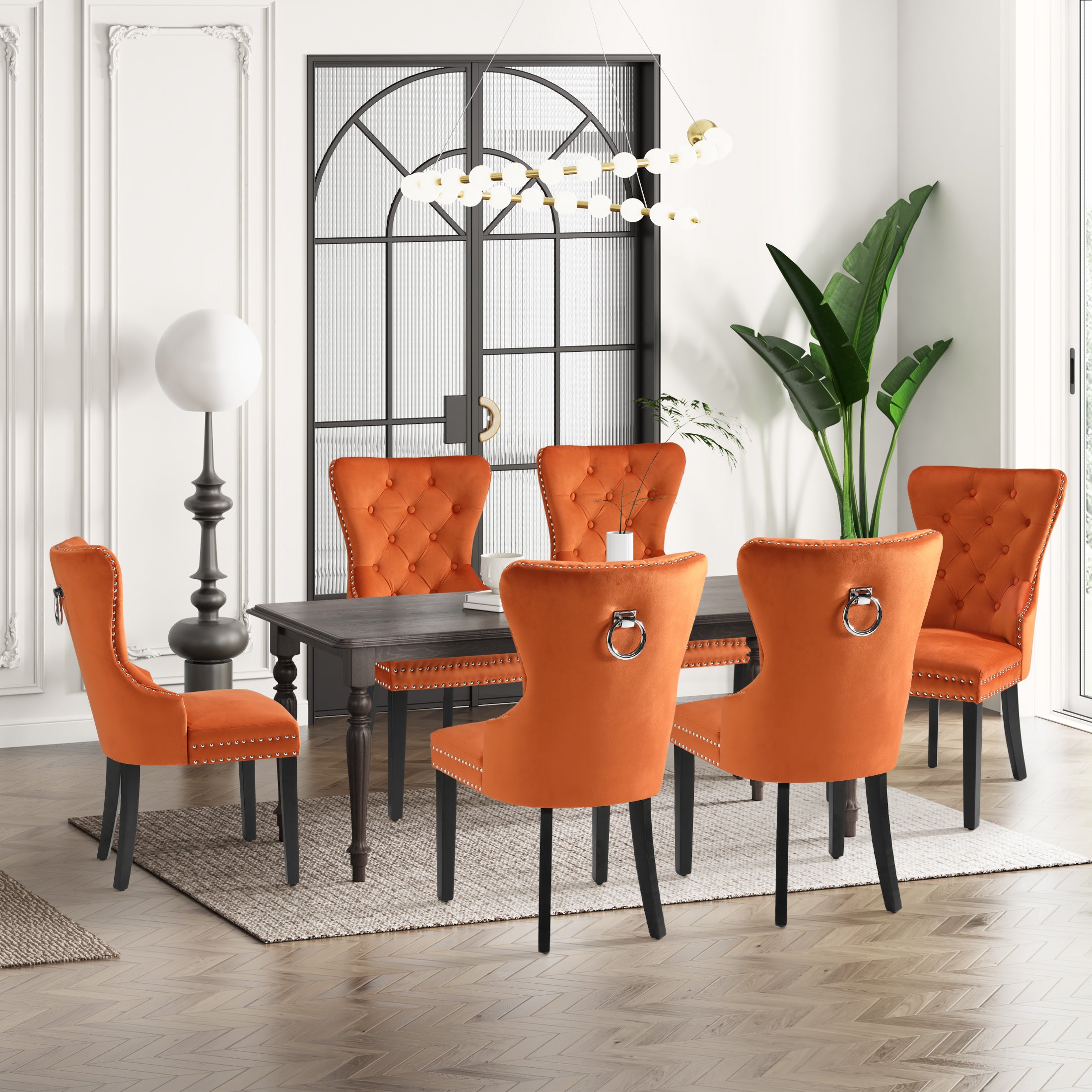 Hank Velvet Upholstered Tufted Dining Chairs (Set of 6)