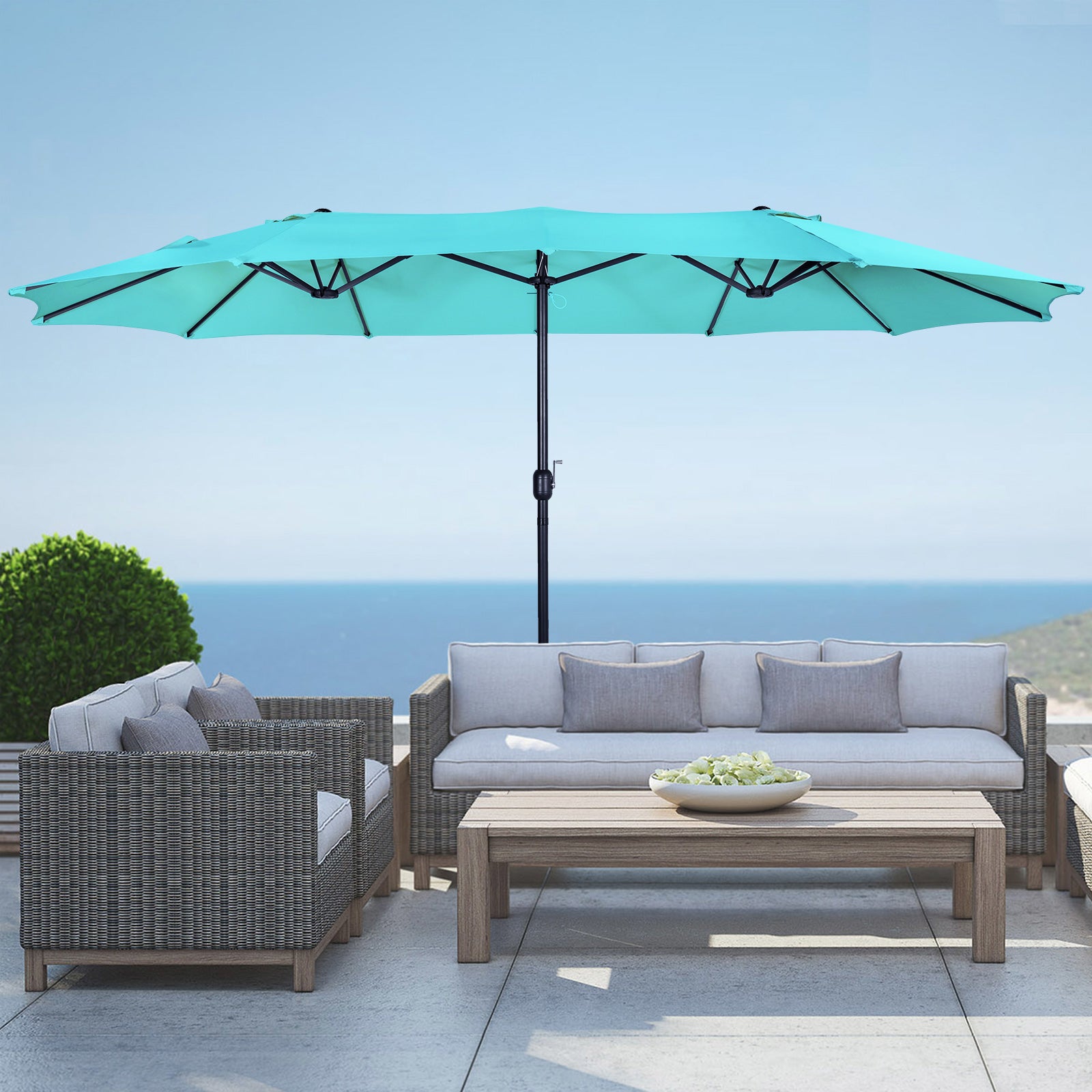 Easton Twin 15 x 9 ft. retangular shape Market / Outdoor dining table umbrella